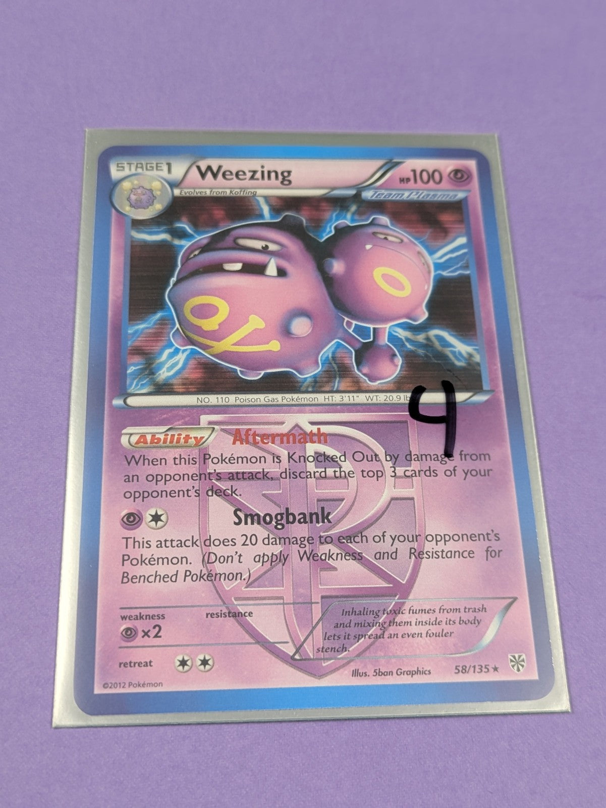 Weezing - 58/13 - Rare Holo Plasma Storm - Pokemon Card - LP