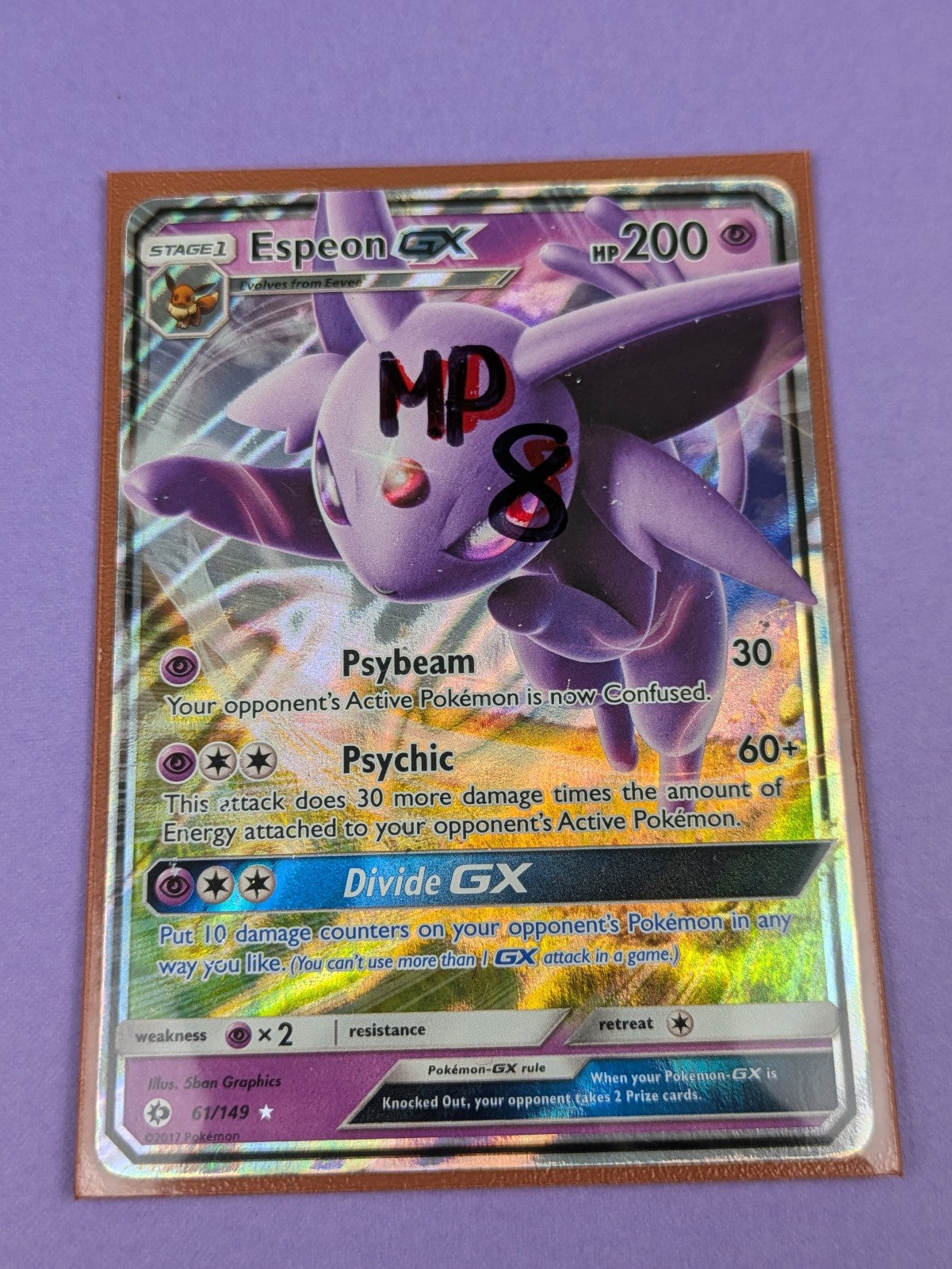 Espeon GX - 61/149 - Ultra Rare Holo Sun & Moon - Pokemon Card - MP
