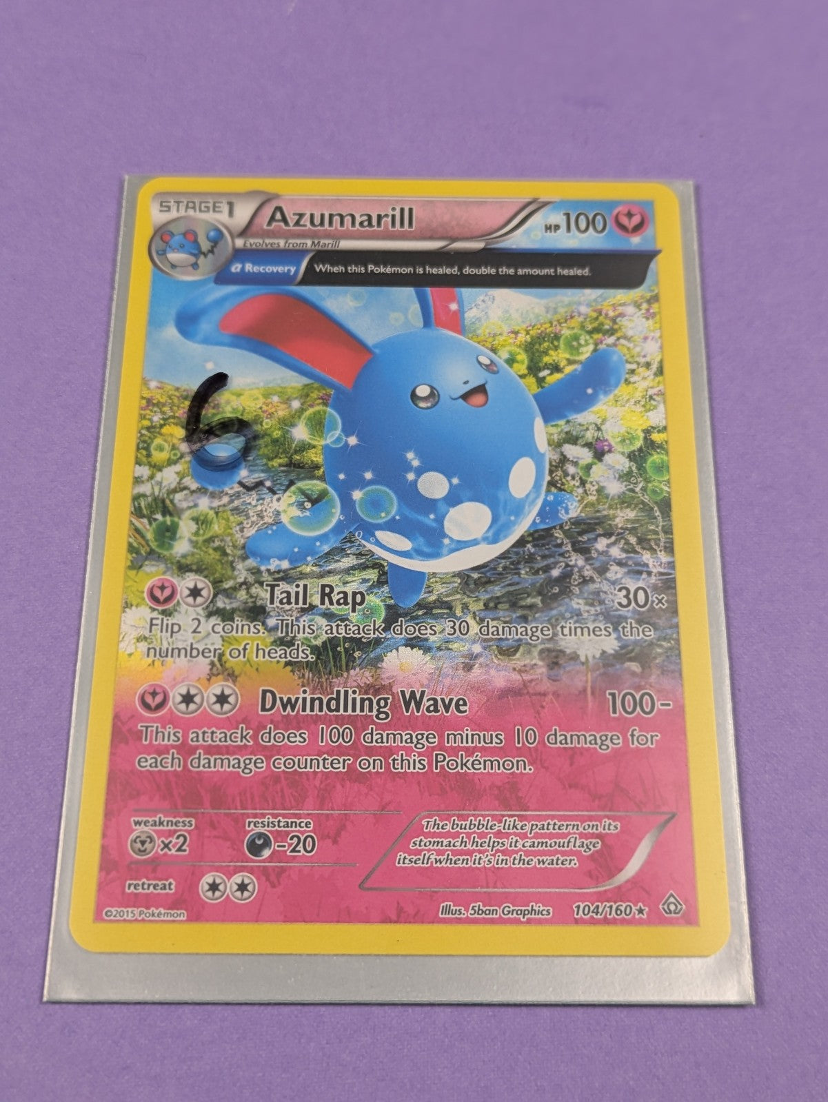 Azumarill - 104/160 - Rare Holo Primal Clash - Pokemon Card - NM