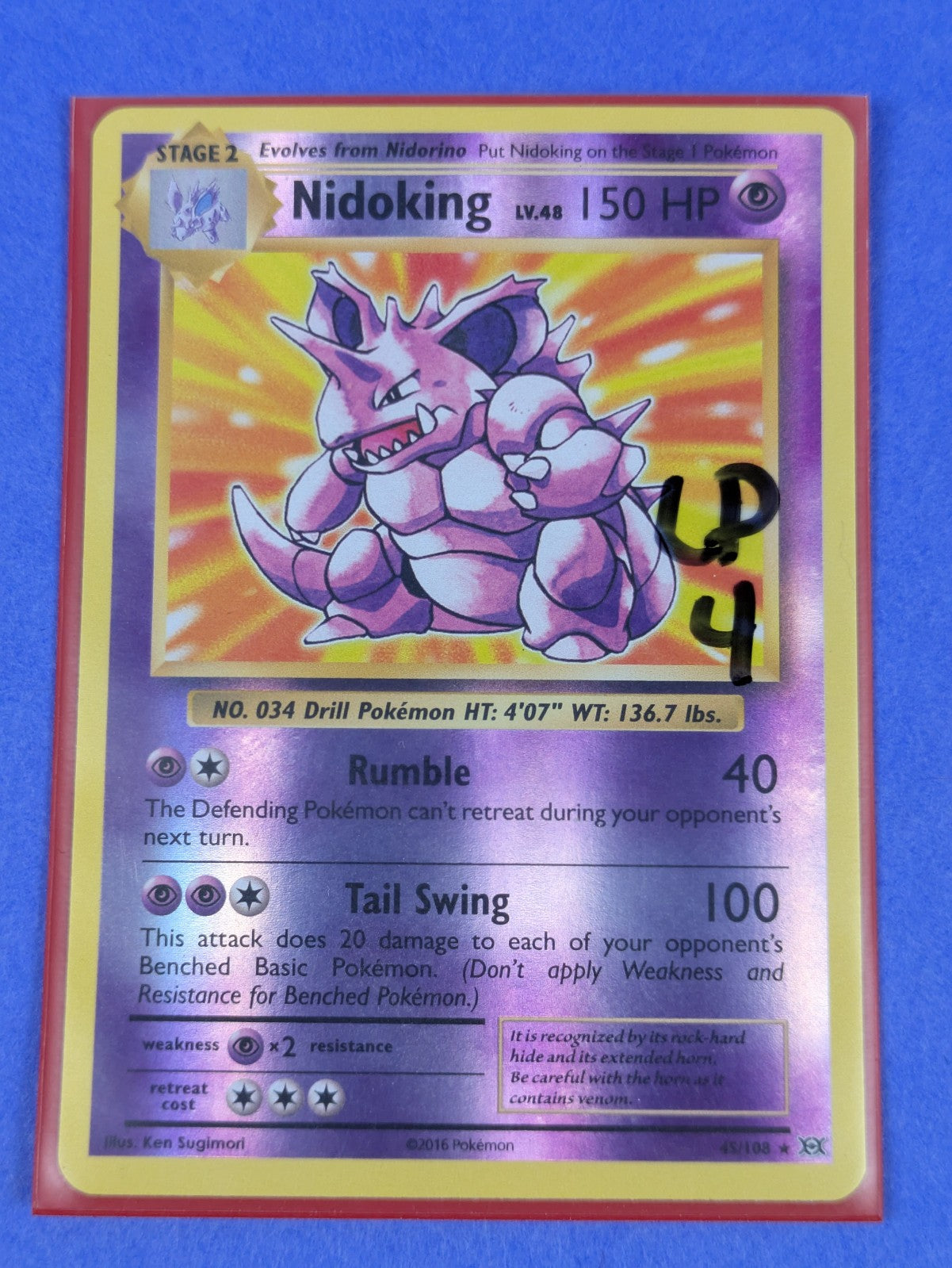 Nidoking - 45/108 - Rare Reverse Holo Evolutions - Pokemon Card - MP