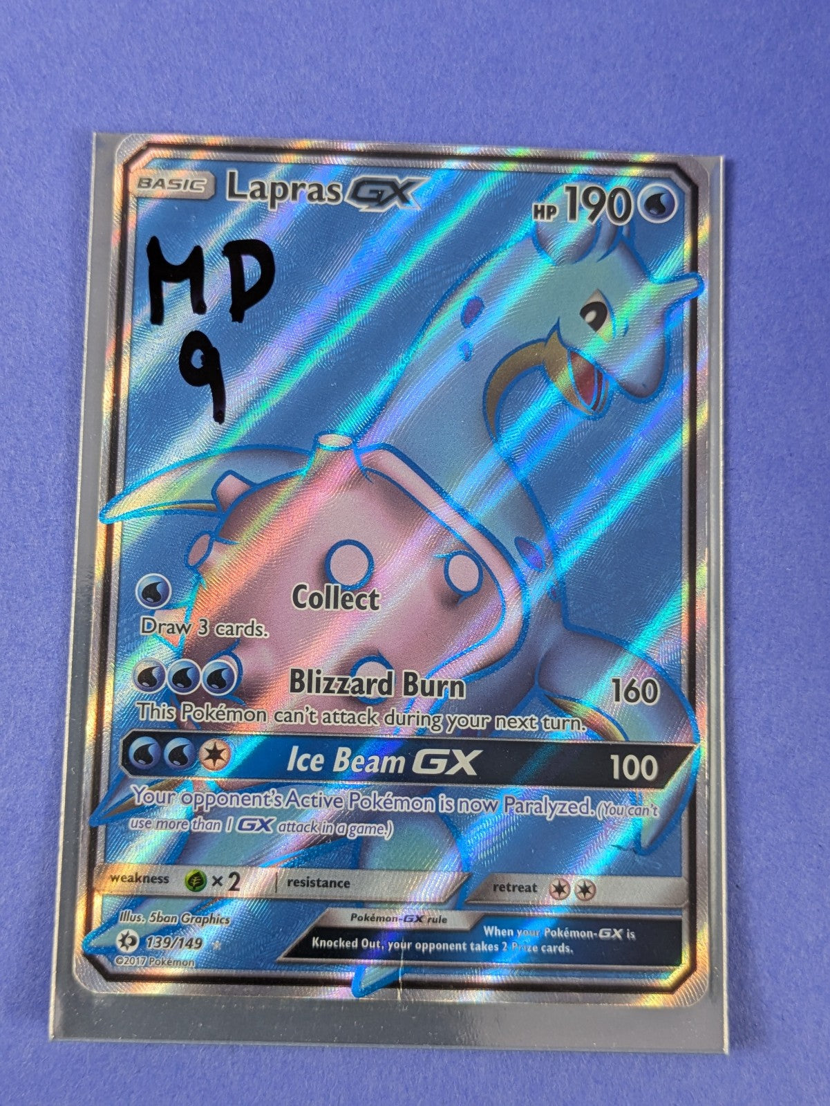 Lapras GX - 139/149 - Rare Ultra Holo Sun & Moon - Pokemon Card - MP