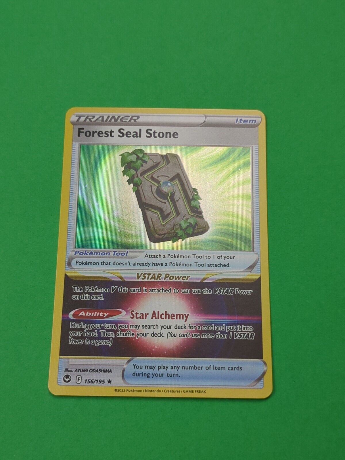 Pokemon TCG Silver Tempest 156/195 Forest Seal Stone Holo Card Pokemon TCG Silver Tempest 156/195 Forest Seal Stone Holo Card
