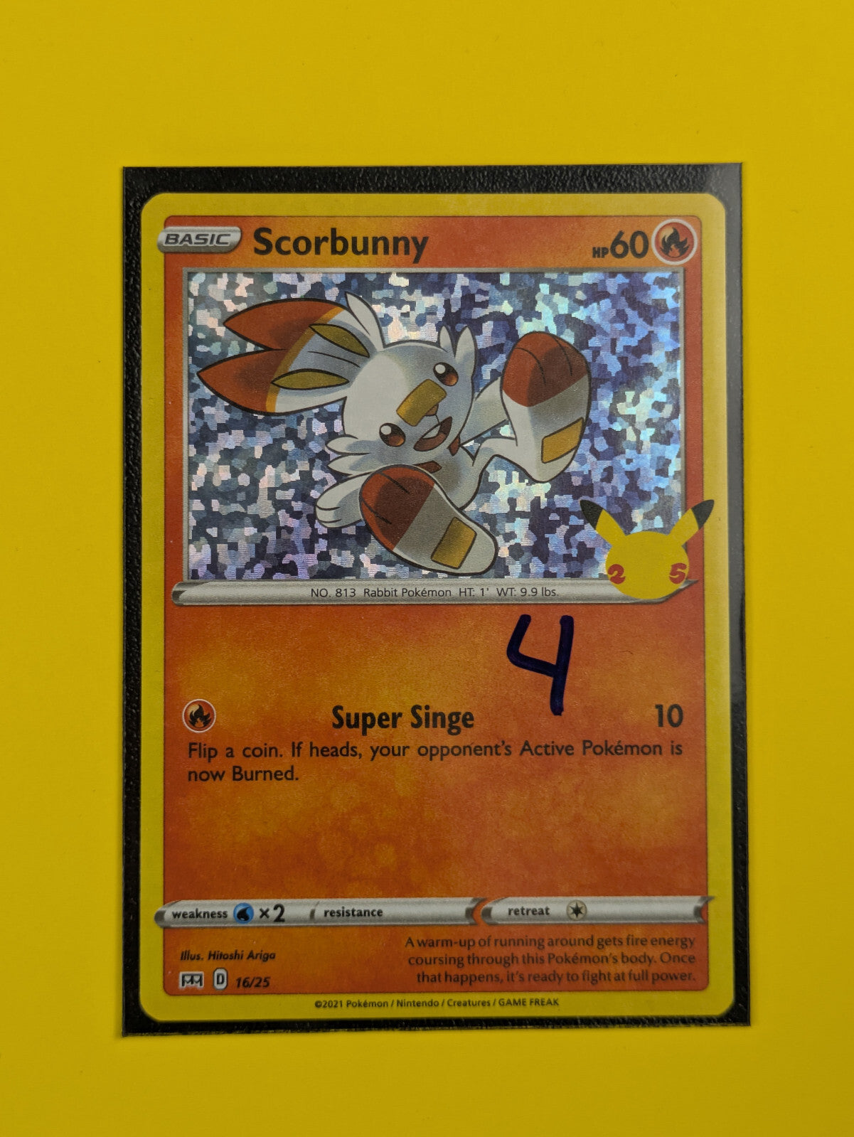 Scorbunny - 16/25 - 25th Anniversary Holo Promo - Pokemon Card - NM