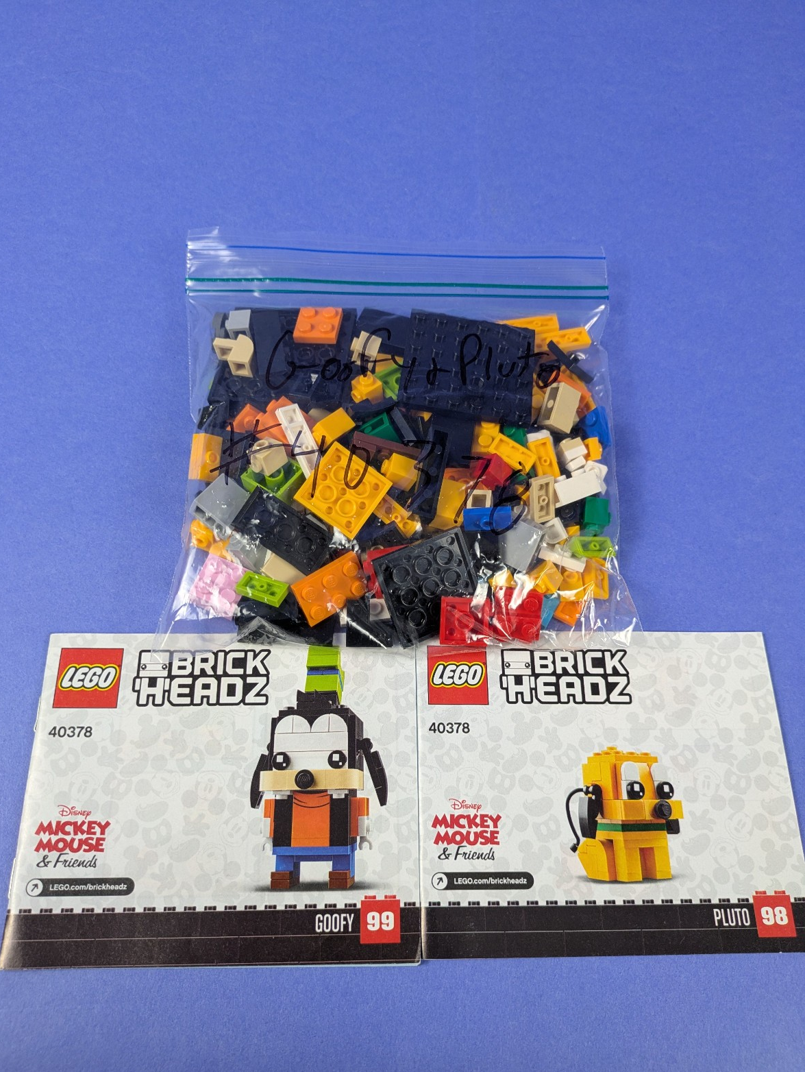 LEGO BrickHeadz Disney Pluto & Goofy 40378 Complete Set Pre-Owned