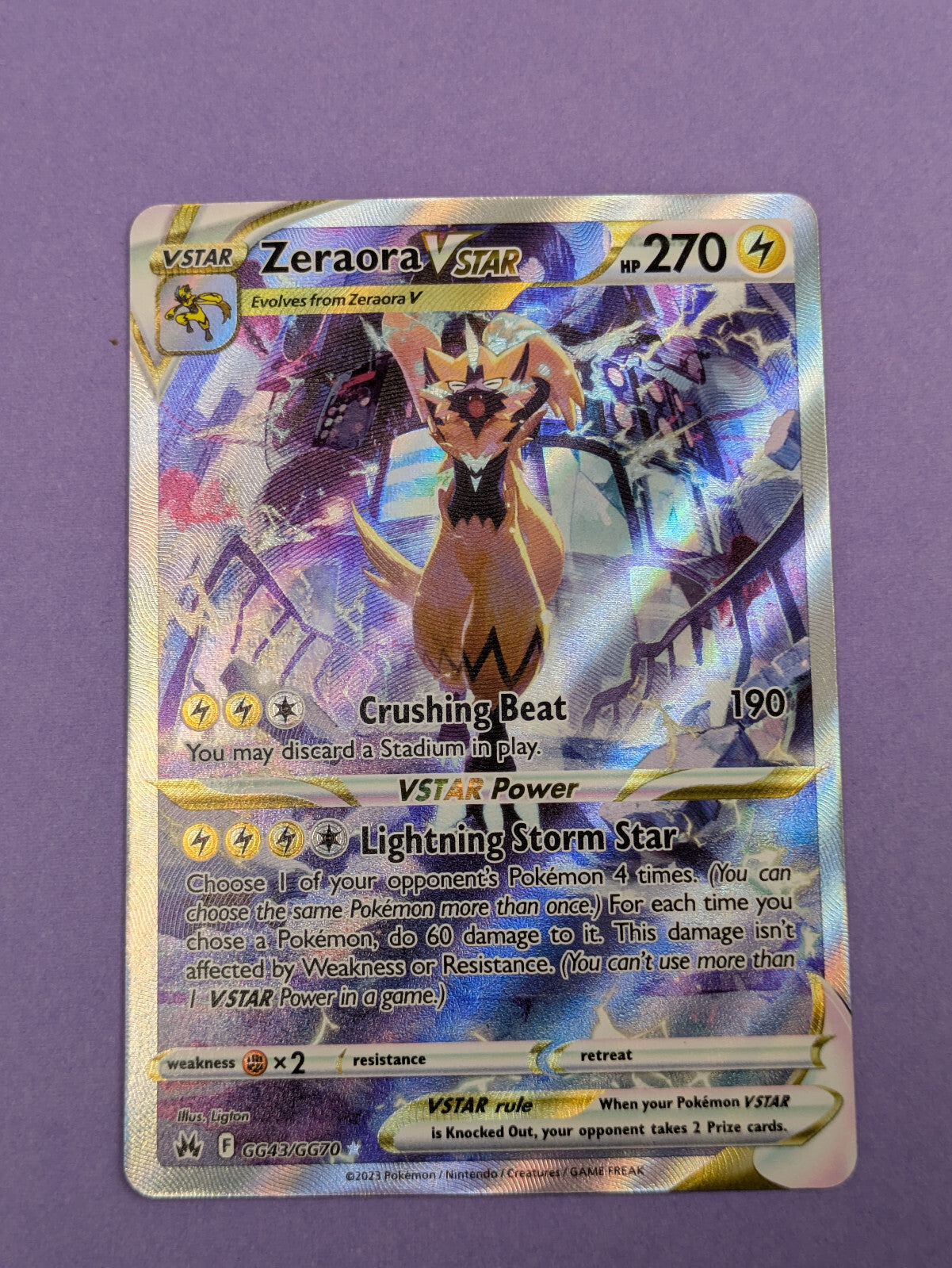 Zeraora VSTAR - GG43/GG70 - Ultra Rare Crown Zenith - Pokemon Card - NM