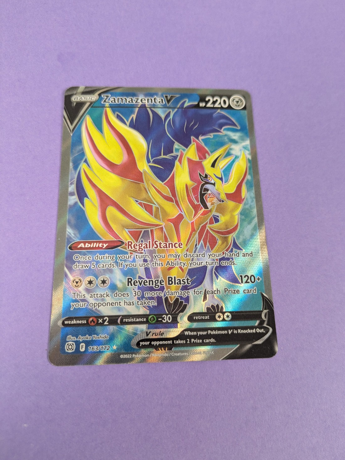 Zamazenta V - 163/172 - Full Art Ultra Rare Brilliant Stars - Pokemon Card - NM