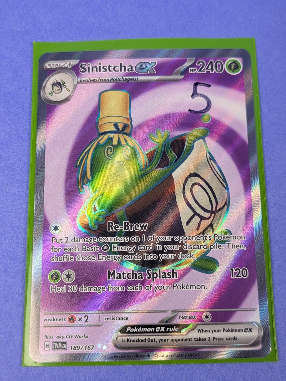 Sinistcha ex - 189/167 - Ultra Rare Foil Twilight Masquerade - Pokemon - NM