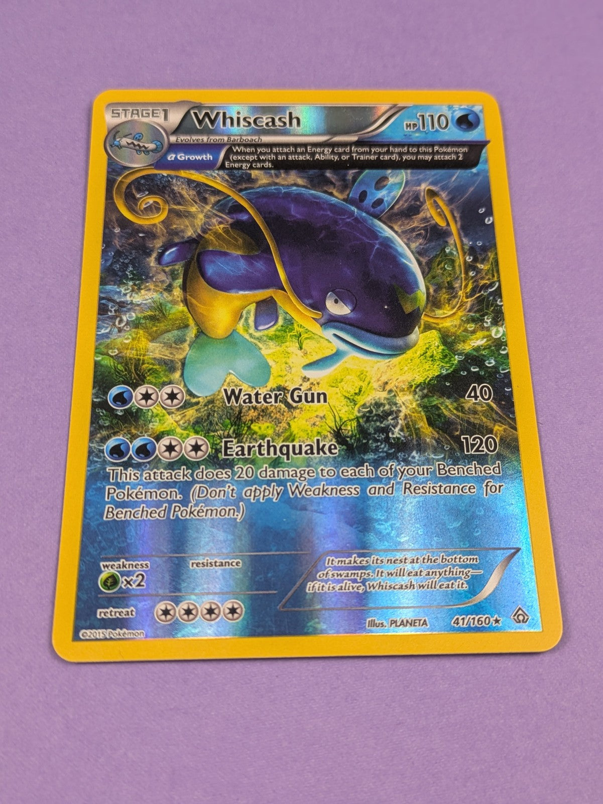 Whiscash - 46/160 - Rare Reverse Holo Primal Clash - Pokemon Card - NM