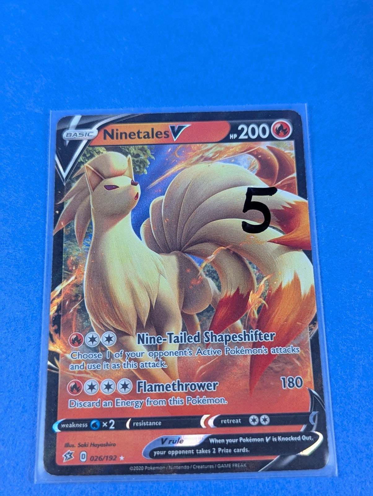 Ninetales V - 026/192 - Rare Ultra Holo Rebel Clash - Pokemon Card - LP