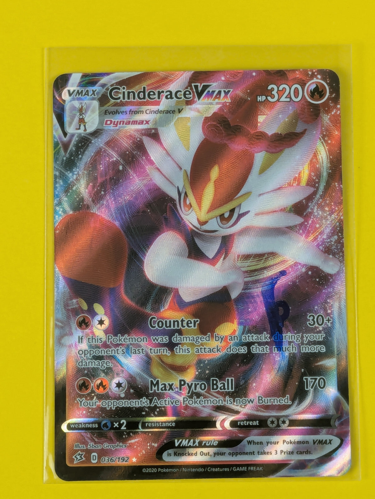 Cinderace VMAX - 036/192 - Ultra Rare Rebel Clash - Pokemon Card - NM