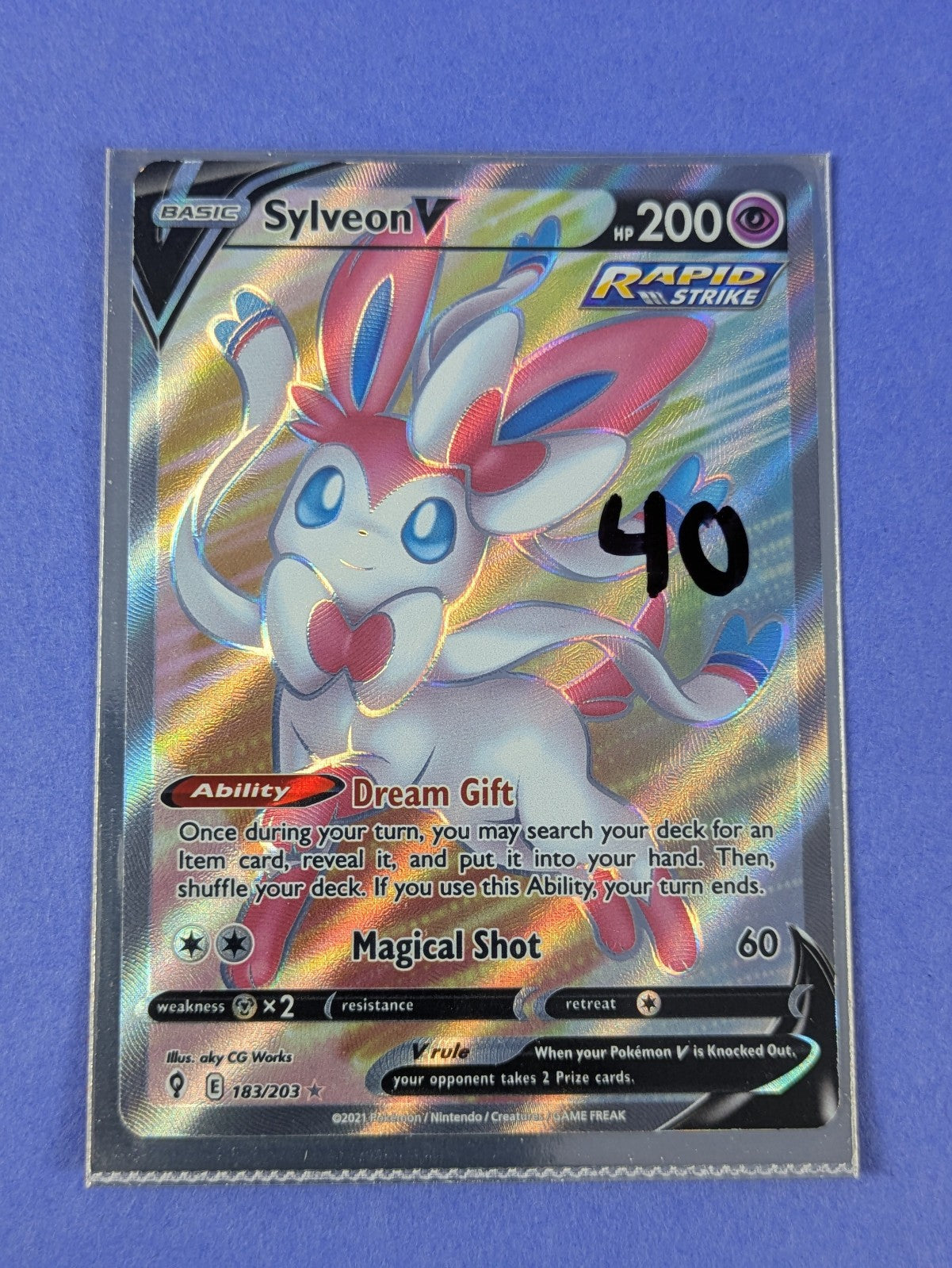 Sylveon V - 183/203 - Full Art Ultra Rare Evolving Skies - Pokemon Card - NM