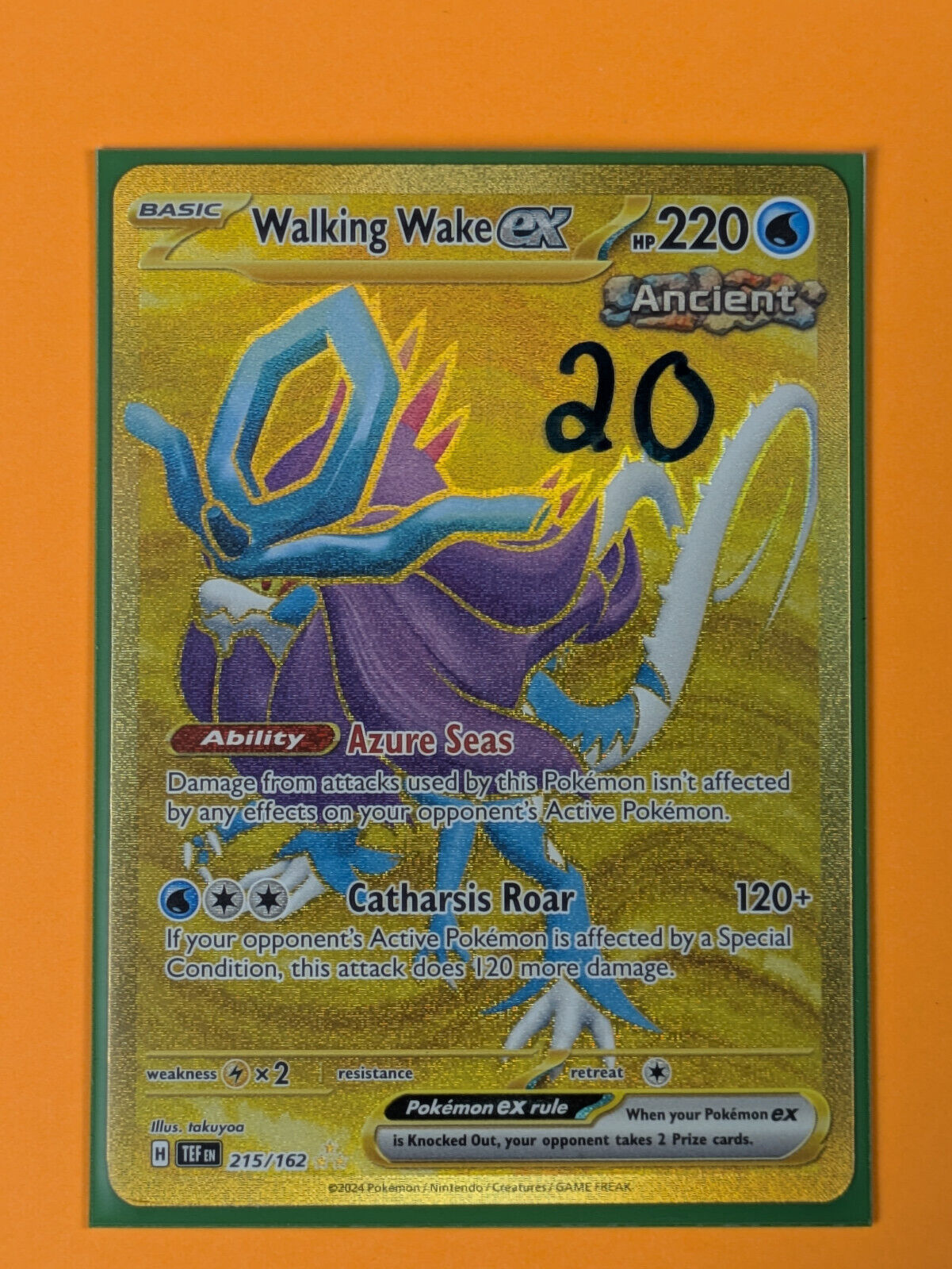 Walking Wake ex - 215/162 - Gold Secret Rare Temporal Forces - Pokemon Card - NM