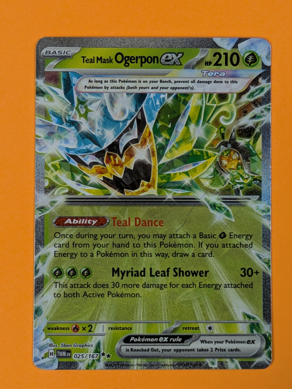 Teal Mask Ogerpon ex - 025/167 - Ultra Rare Twilight Masquerade - Pokemon - NM