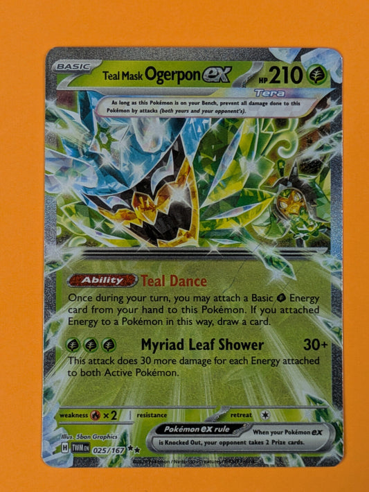 Teal Mask Ogerpon ex - 025/167 - Ultra Rare Twilight Masquerade - Pokemon - NM