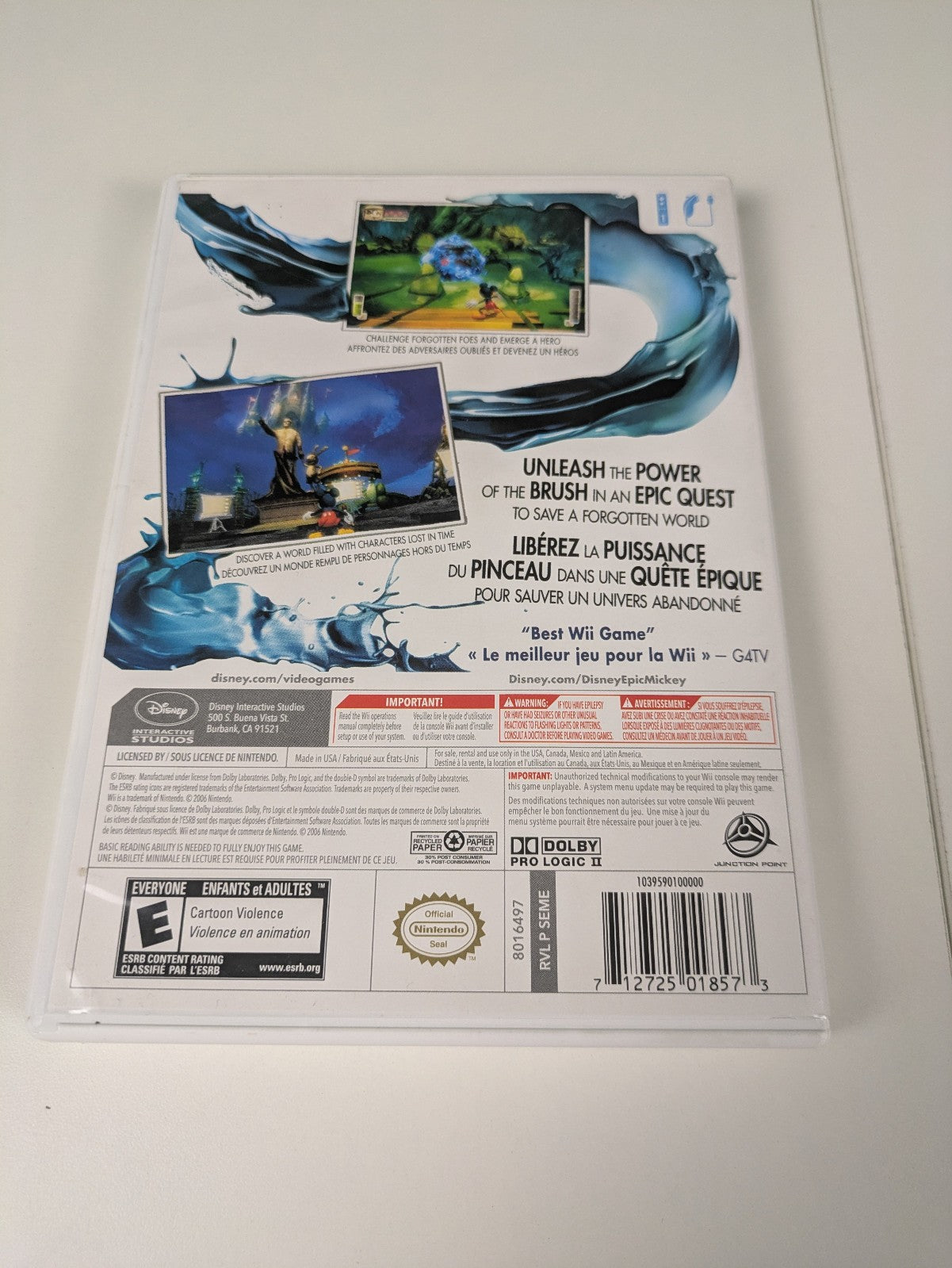 Disney: Epic Mickey (Nintendo Wii, 2010) CIB