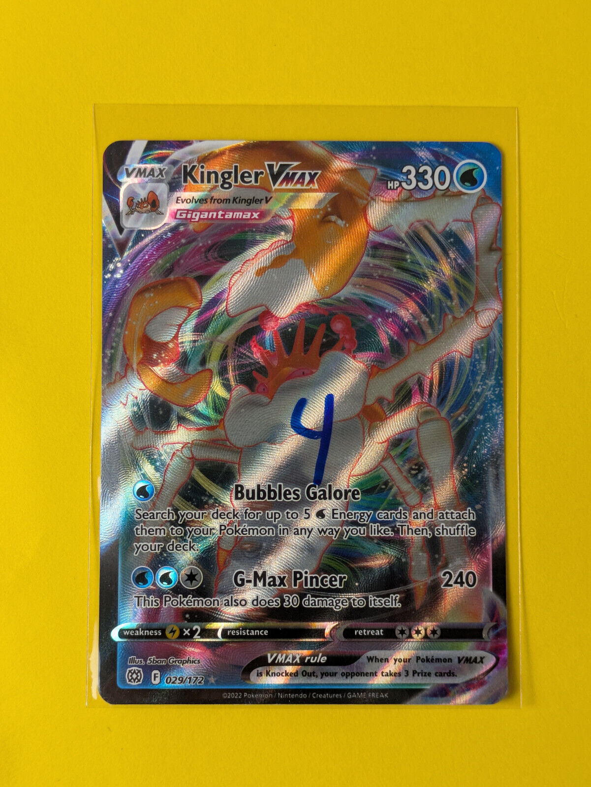 Kingler VMAX - 029/172 - Ultra Rare Brilliant Stars - Pokemon Card - NM