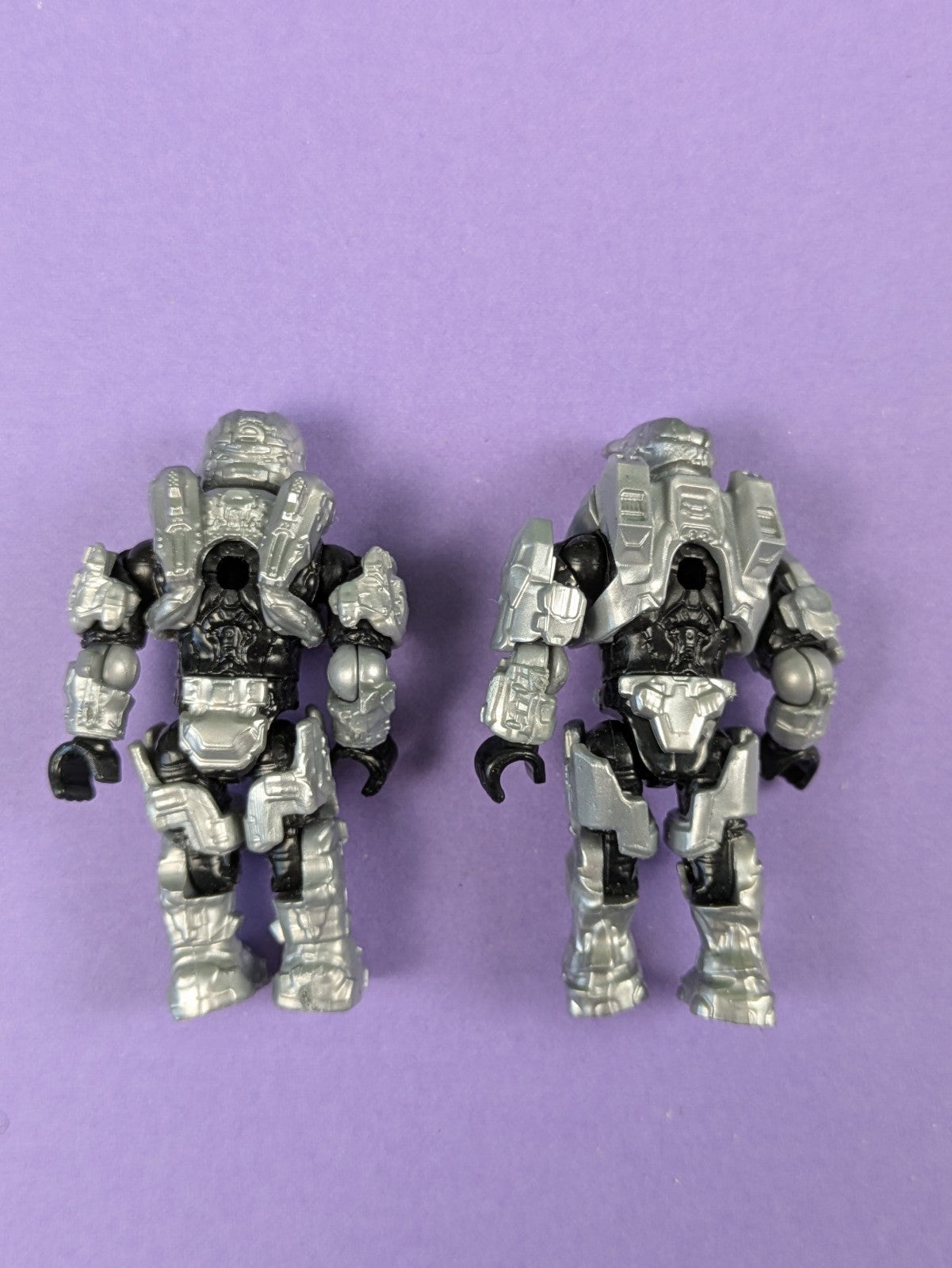 HALO Mega Bloks Metallic Silver Spartan & UNSC Spartan Mark VI - Lot of 2
