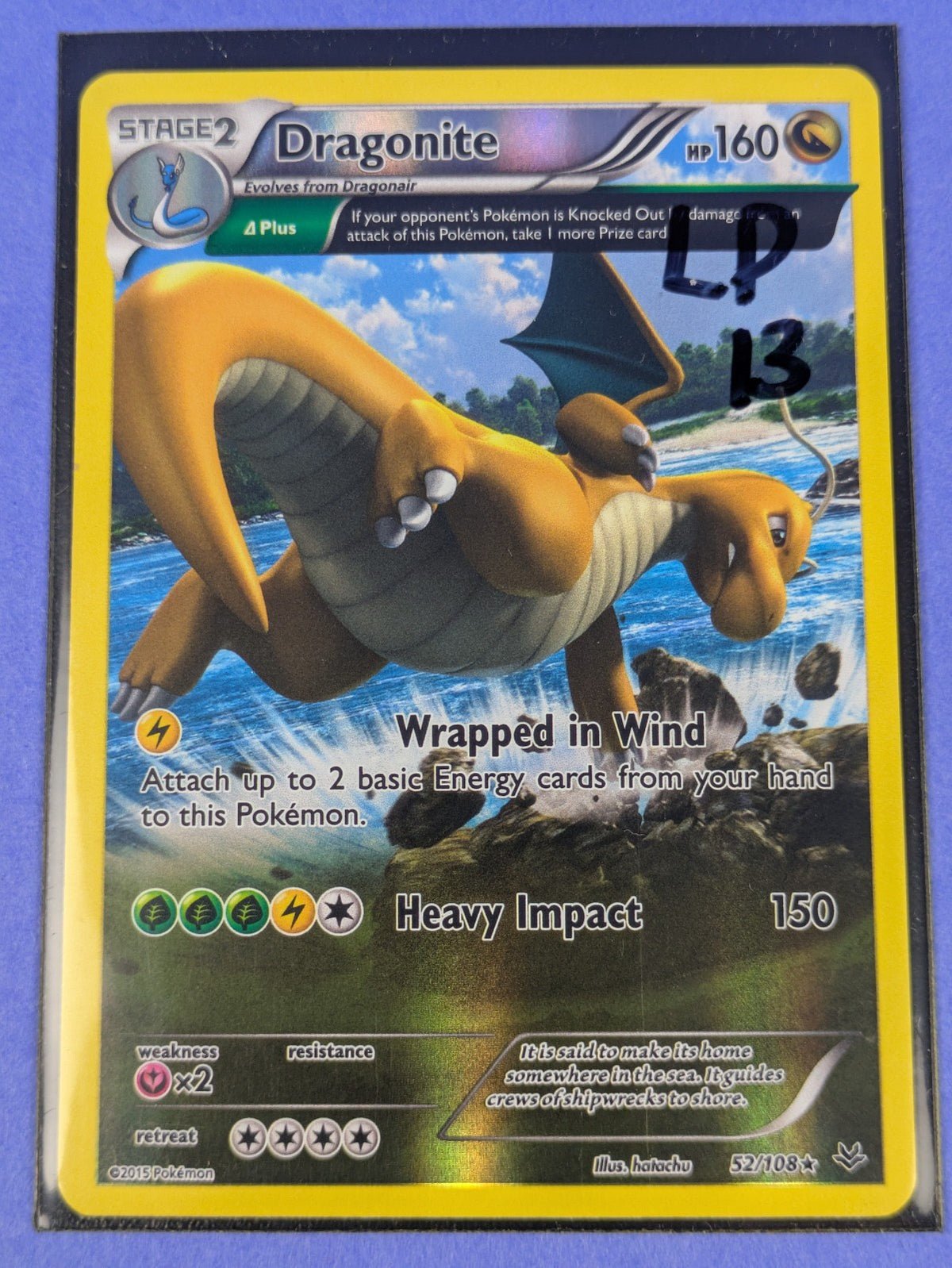 Dragonite - 52/108 - Ultra Rare Reverse Holo Roaring Skies - Pokemon Card - LP