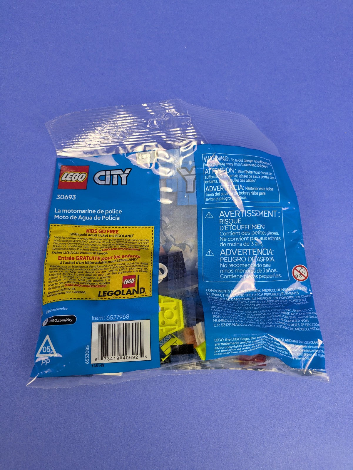 Lego Town: City: Police: Police Water Scooter paper bag / polybag Set 30693