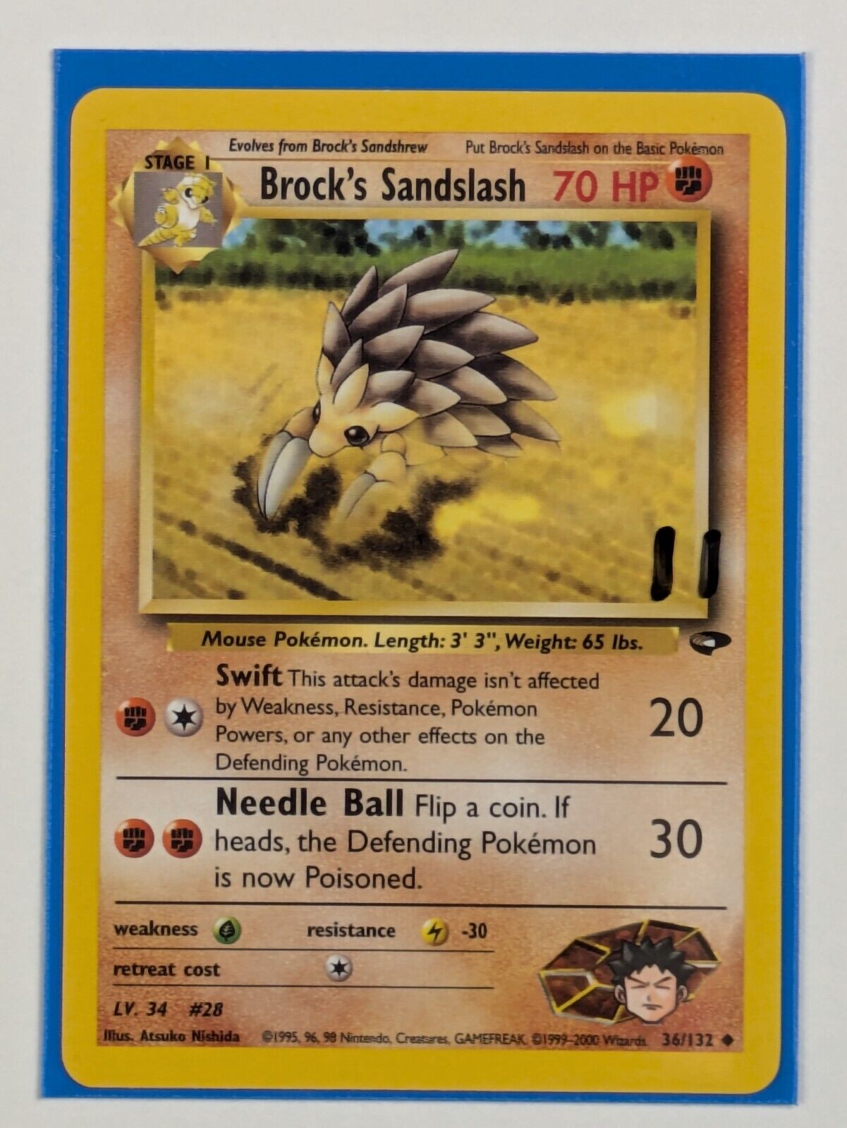 Brock's Sandslash - 36/132 - Uncommon Gym Challenge - Pokemon Card - NM