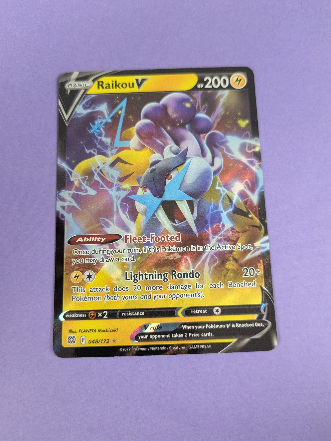 Raikou V - 048/172 - Ultra Rare Brilliant Stars - Pokemon Card - NM