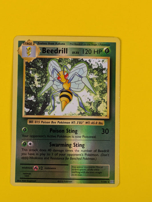 Beedrill - 7/108 - Rare Reverse Holo Evolutions - Pokemon Card - NM