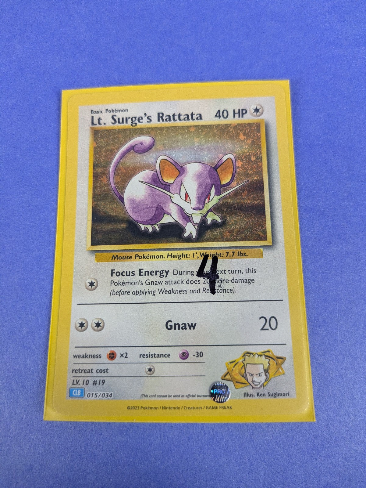 Lt. Surge's Rattata - 015/034 - Holo Promo TCG Classic - Blastoise CLB - NM