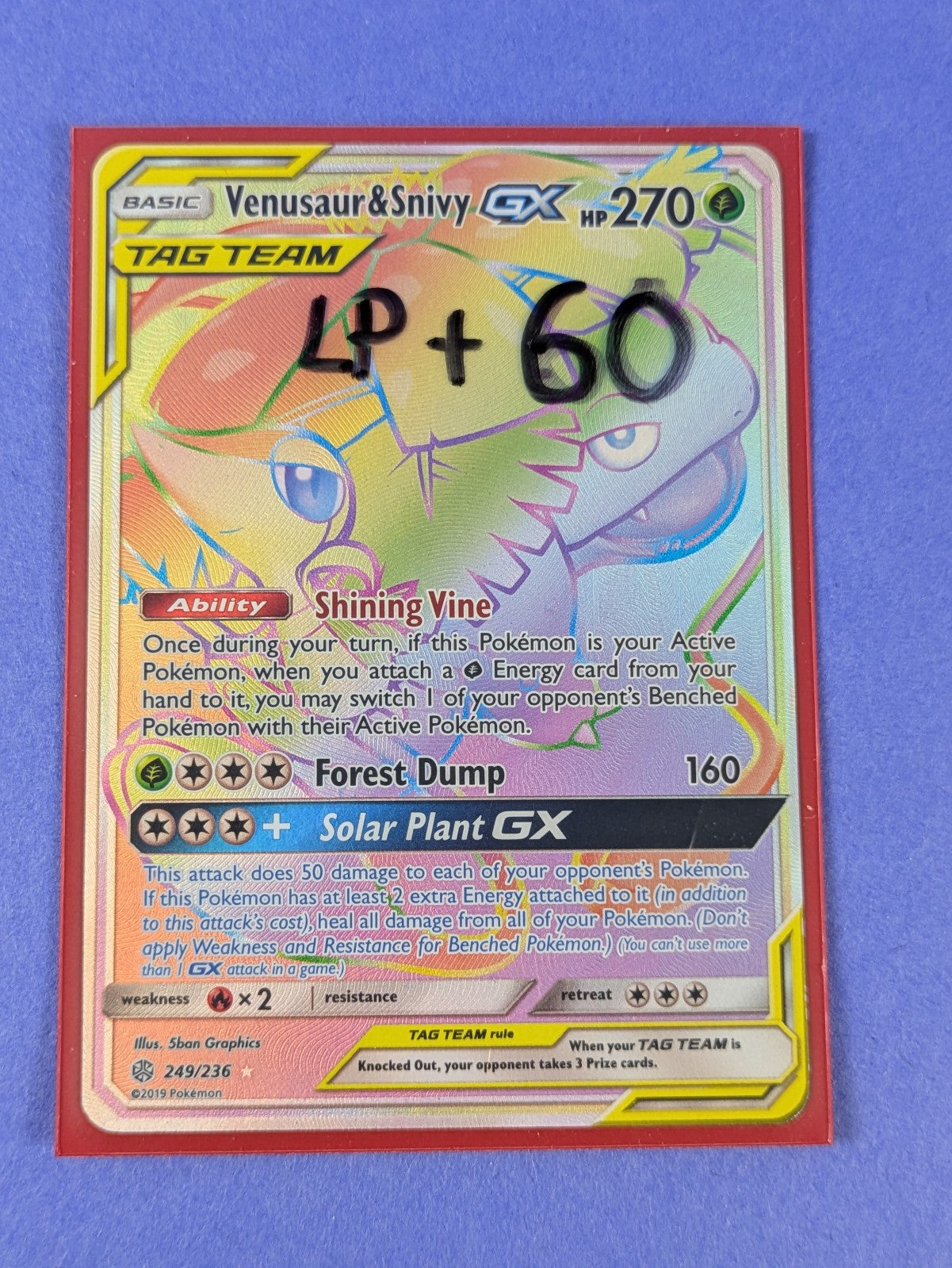 Venusaur & Snivy GX - 249/236 - Hyper Rare Holo Cosmic Eclipse - Pokemon - LP