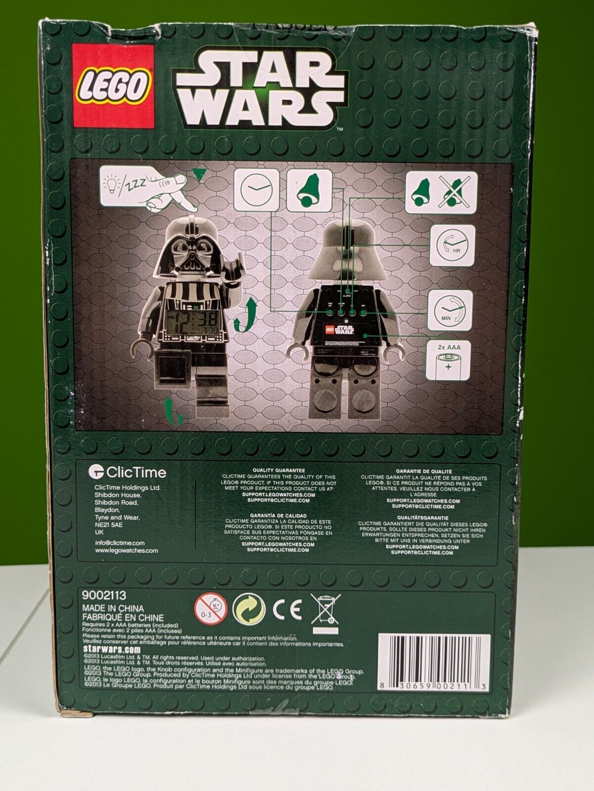 Lego Star Wars: Digital Clock, SW Darth Vader Figure Alarm Clock 9002113 NEW!