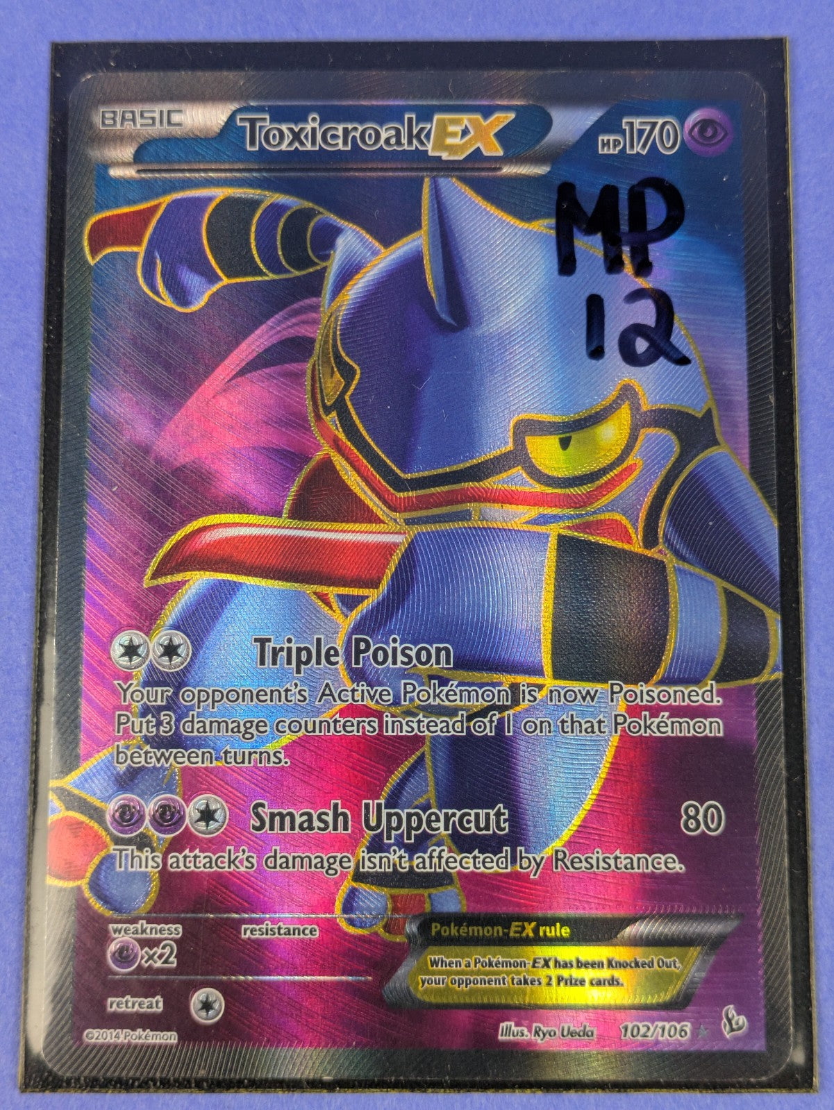 Toxicroak EX - 102/106 - Ultra Rare Holo Full Art Flashfire - Pokemon Card - MP