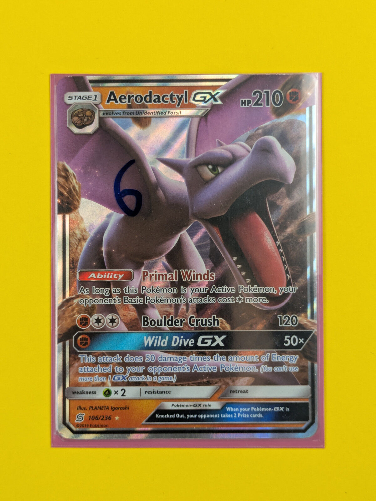 Aerodactyl GX - 106/236 - Ultra Rare Unified Minds - Pokemon Card - NM