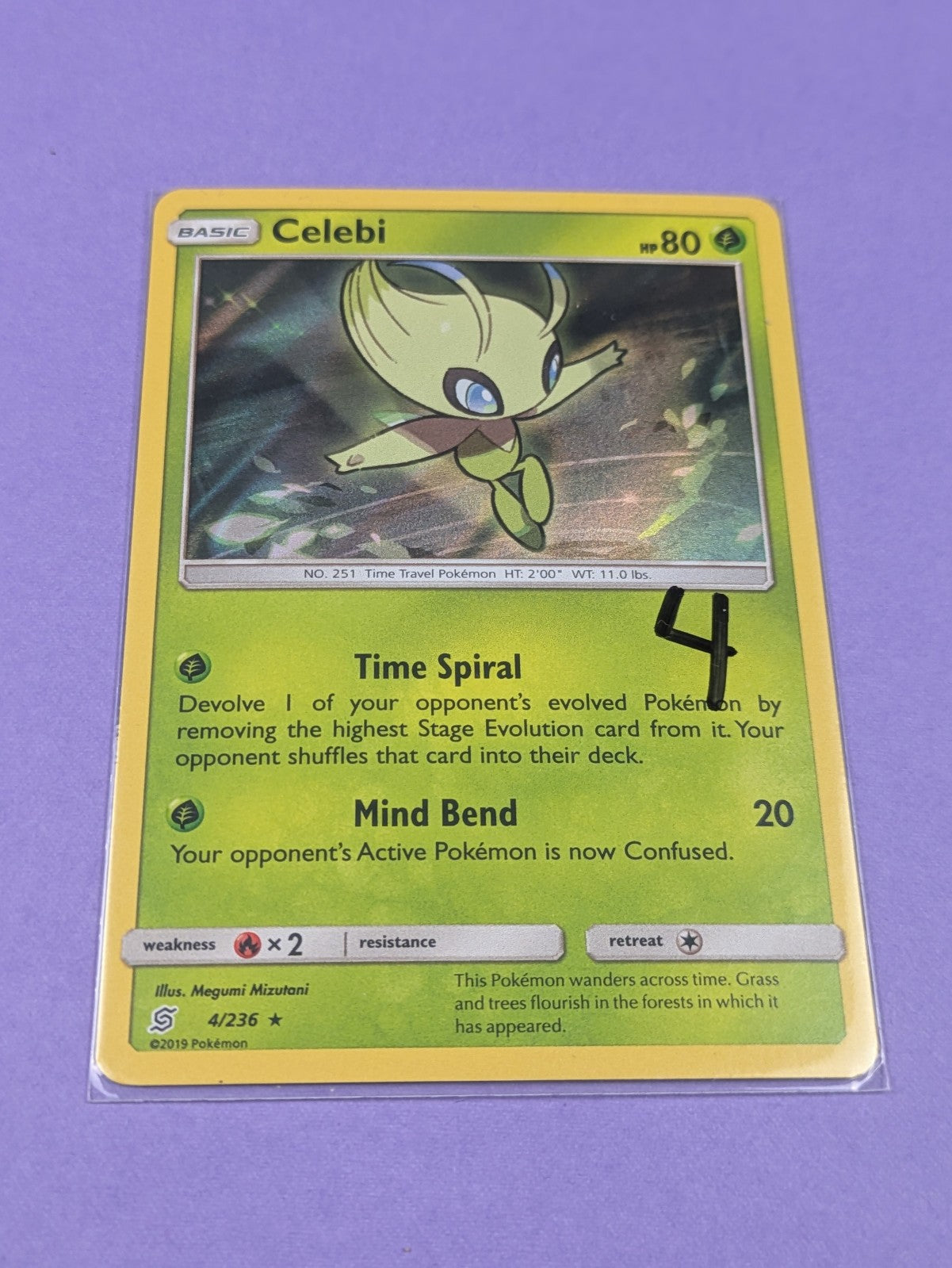 Celebi - 4/236 - Rare Holo Unified Minds - Pokemon Card - NM