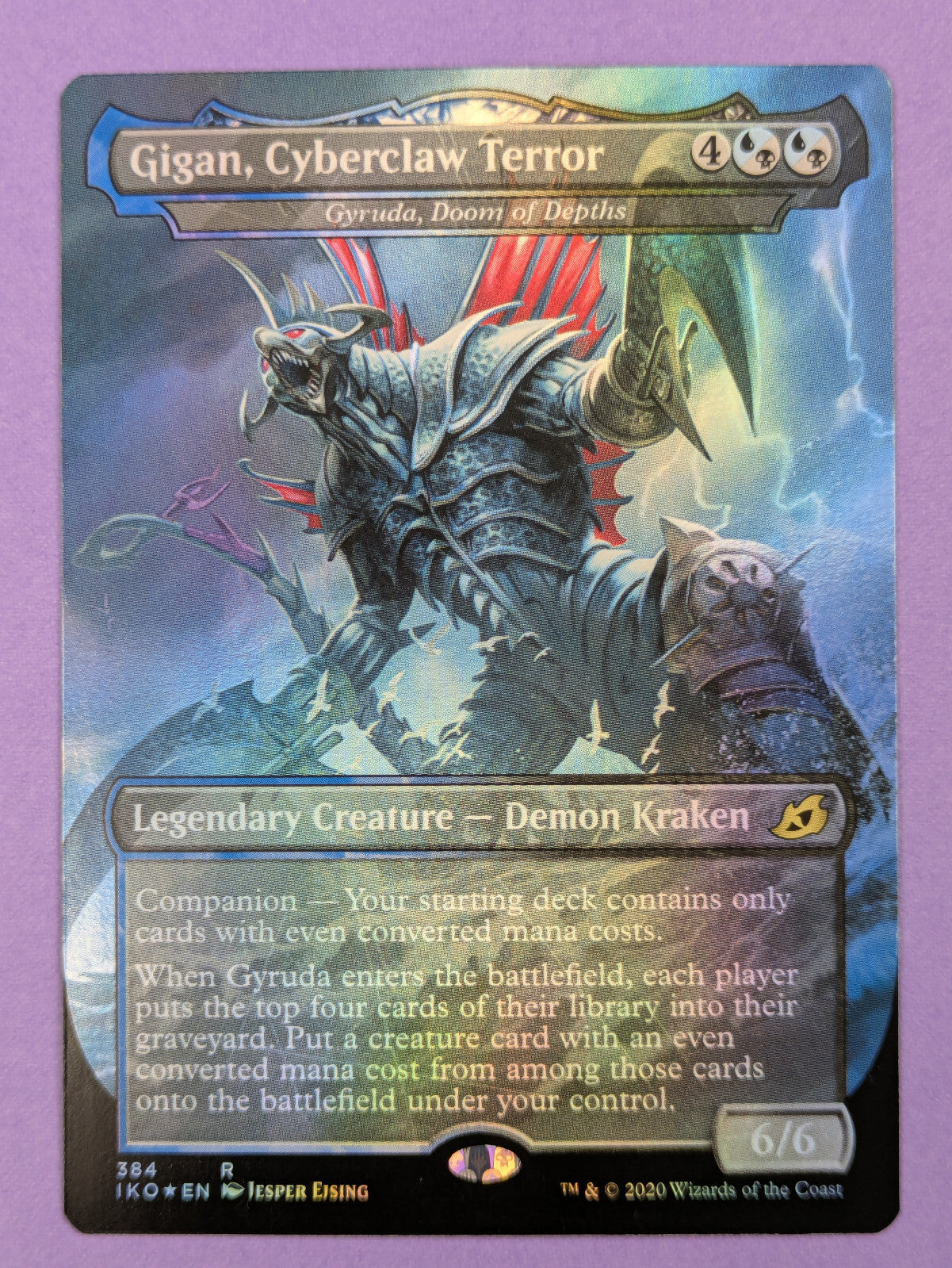 MTG Magic: Ikoria: Gigan, Cyberclaw Terror - Gyruda, Doom of Depths Foil #384 NM
