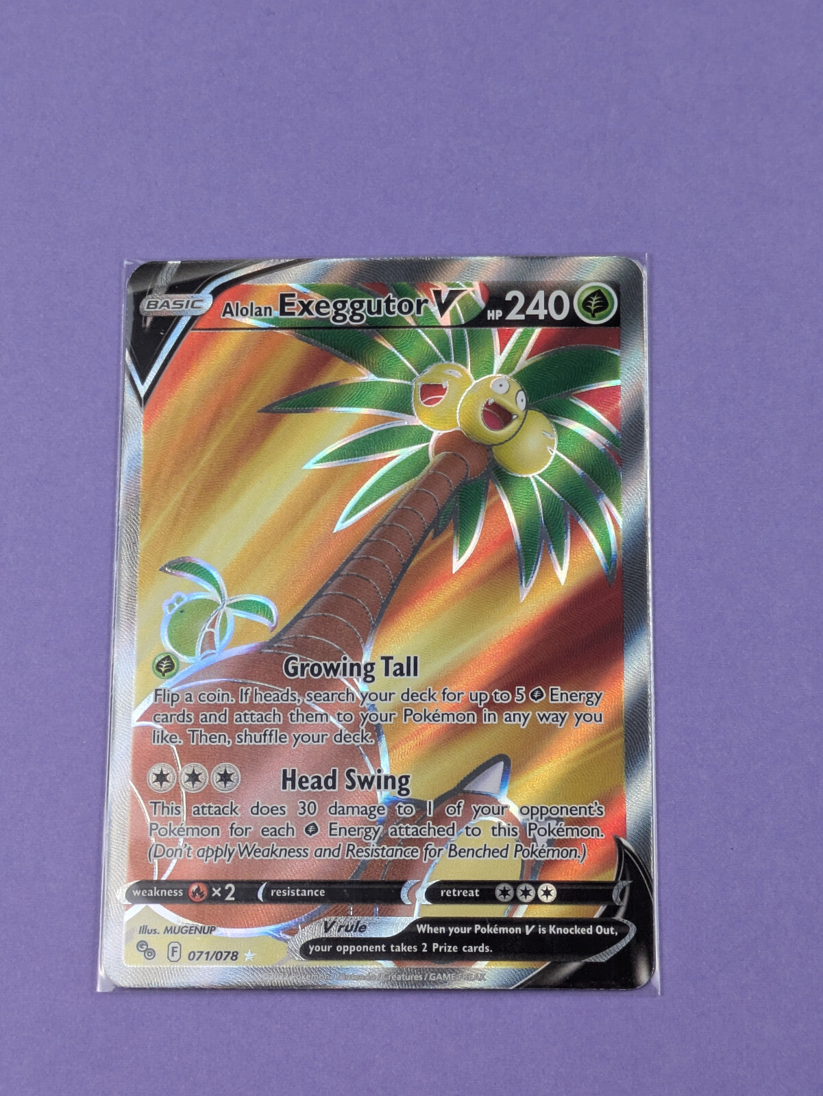 Alolan Exeggutor V- 071/078-Full Art Ultra Rare Sword & Shield-Pokemon Card -NM
