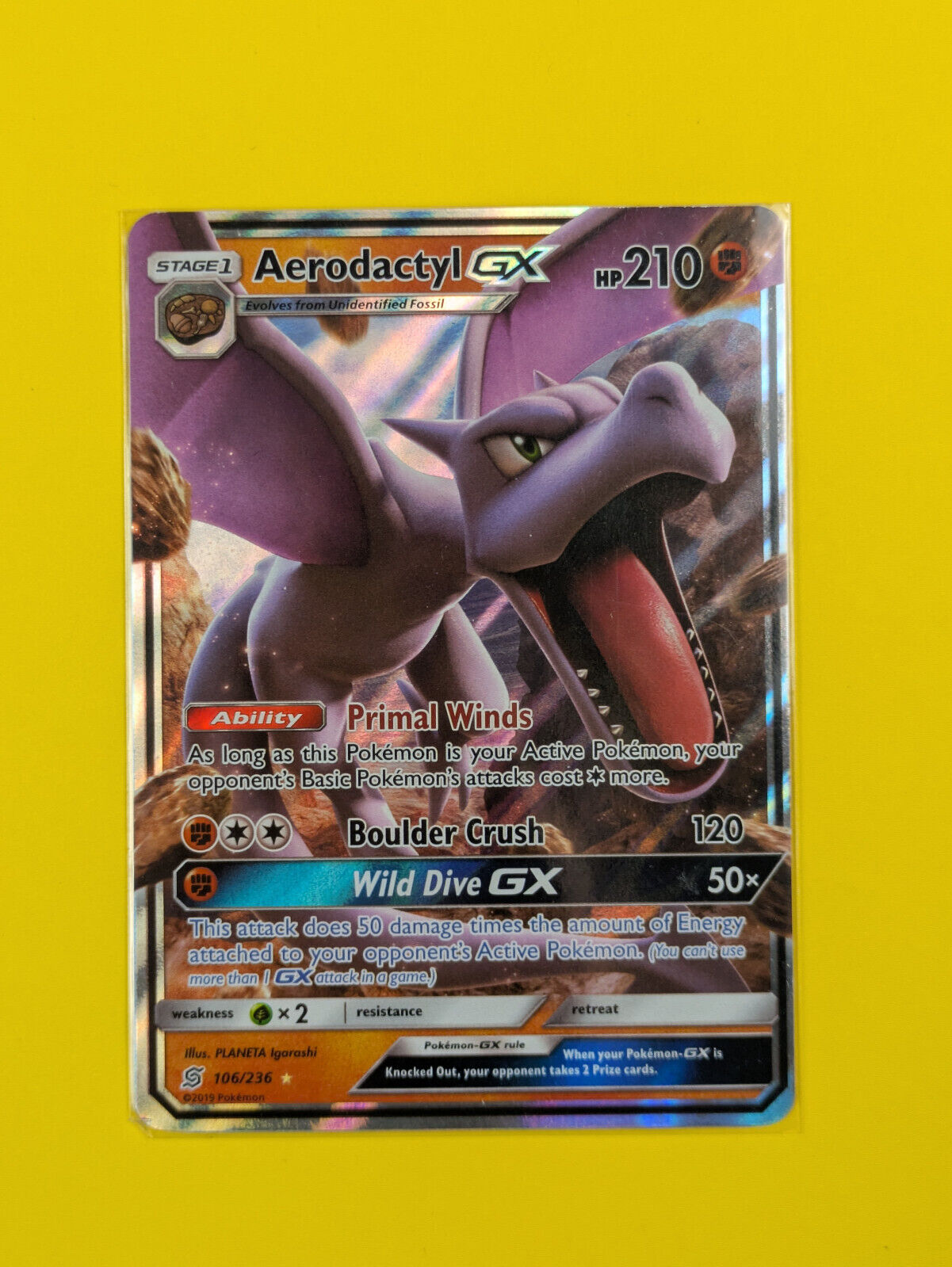 Aerodactyl GX - 106/236 - Ultra Rare Unified Minds - Pokemon Card - NM