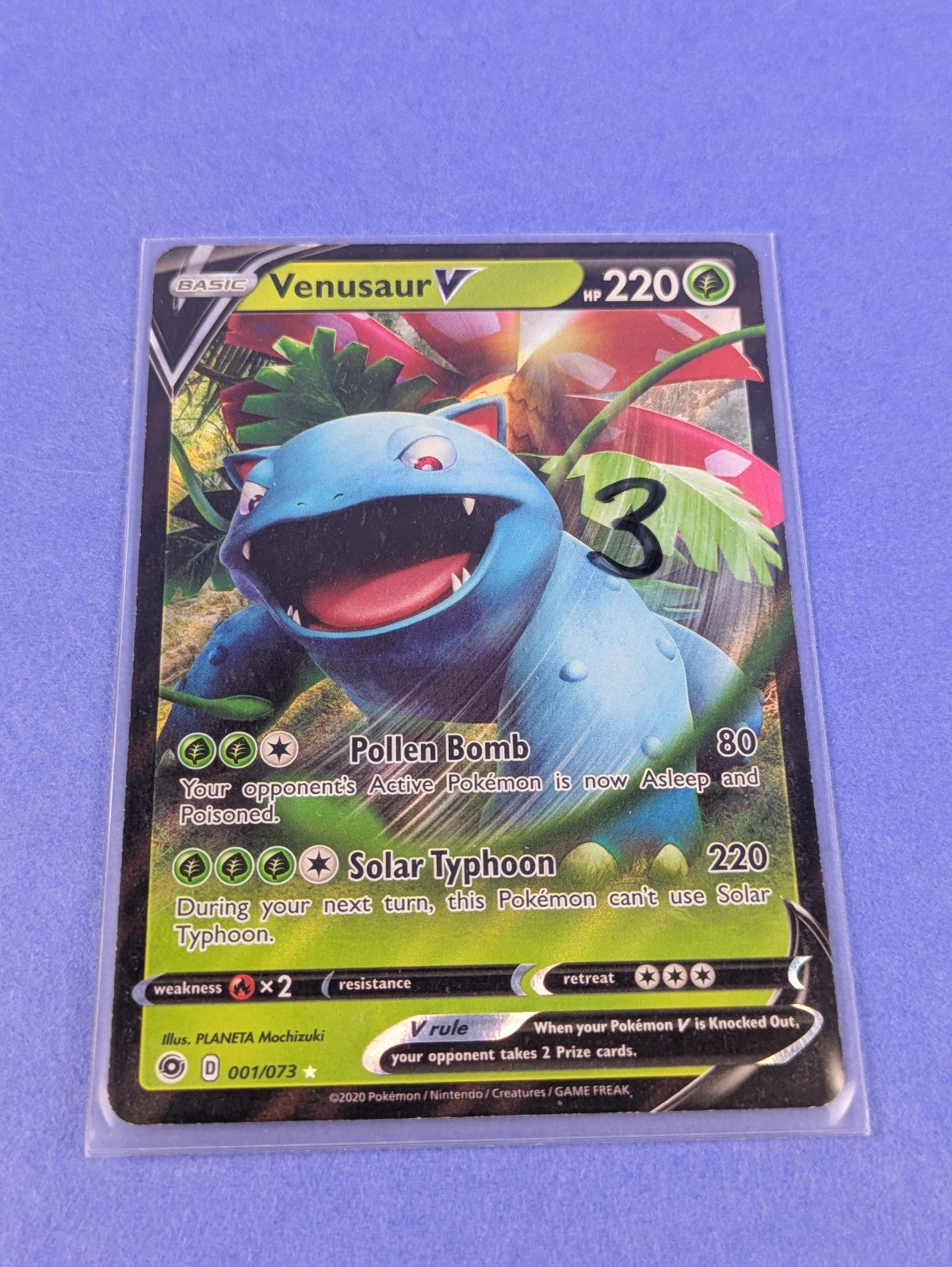 Venusaur V - 001/073 - Rare Ultra Holo Champion's Path - Pokemon Card - LP