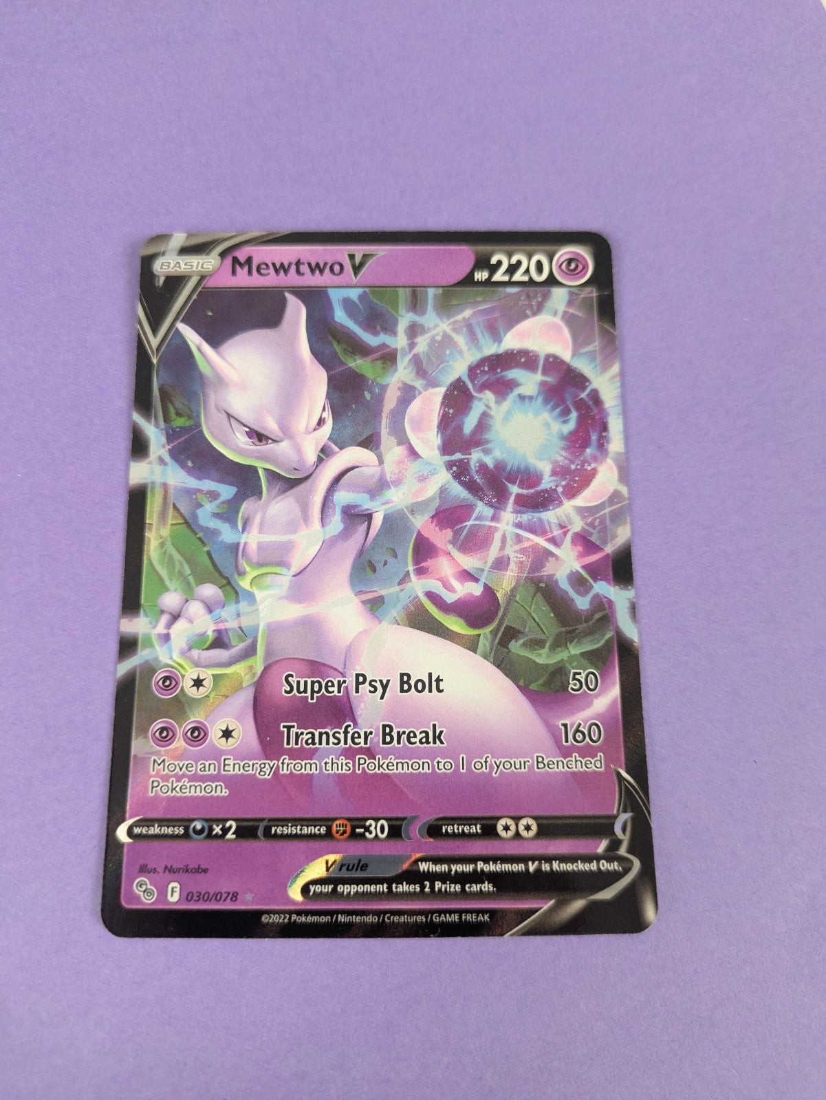 Mewtwo V - 030/078 - Ultra Rare Pokemon GO - Pokemon Card - NM