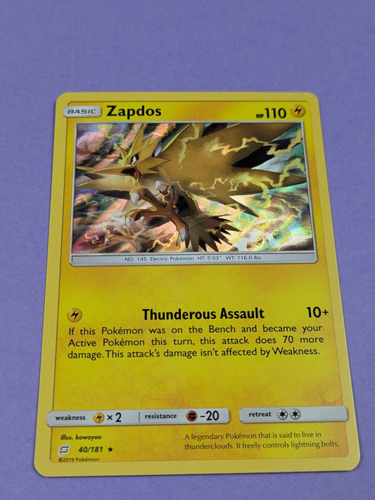 Zapdos - 40/181 - Rare Holo Team Up - Pokemon Card - NM