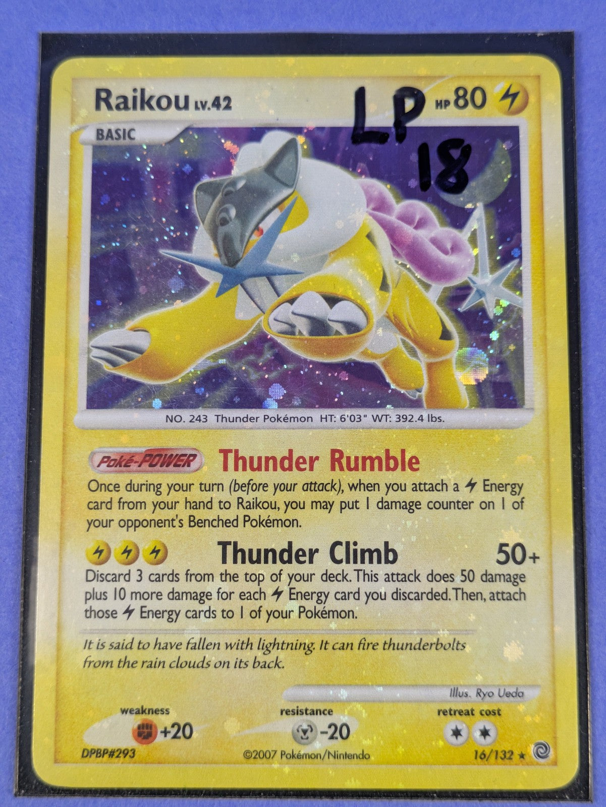 Raikou - 16/132 - Holo Rare Secret Wonders - Pokemon Card - LP