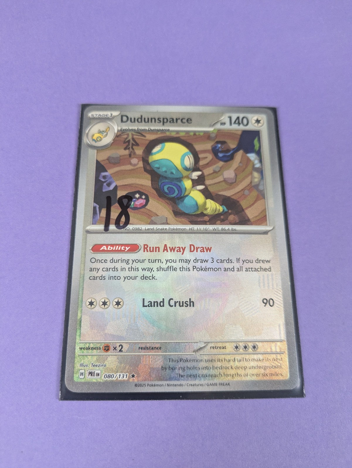 Dudunsparce - 080/131 - Pokeball Rare Prismatic Evolutions - Pokemon - NM