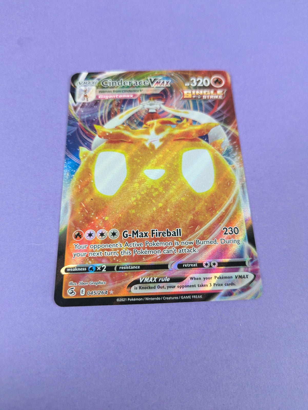 Cinderace VMAX - 045/264 - Ultra Rare Fusion Strike - Pokemon Card - NM