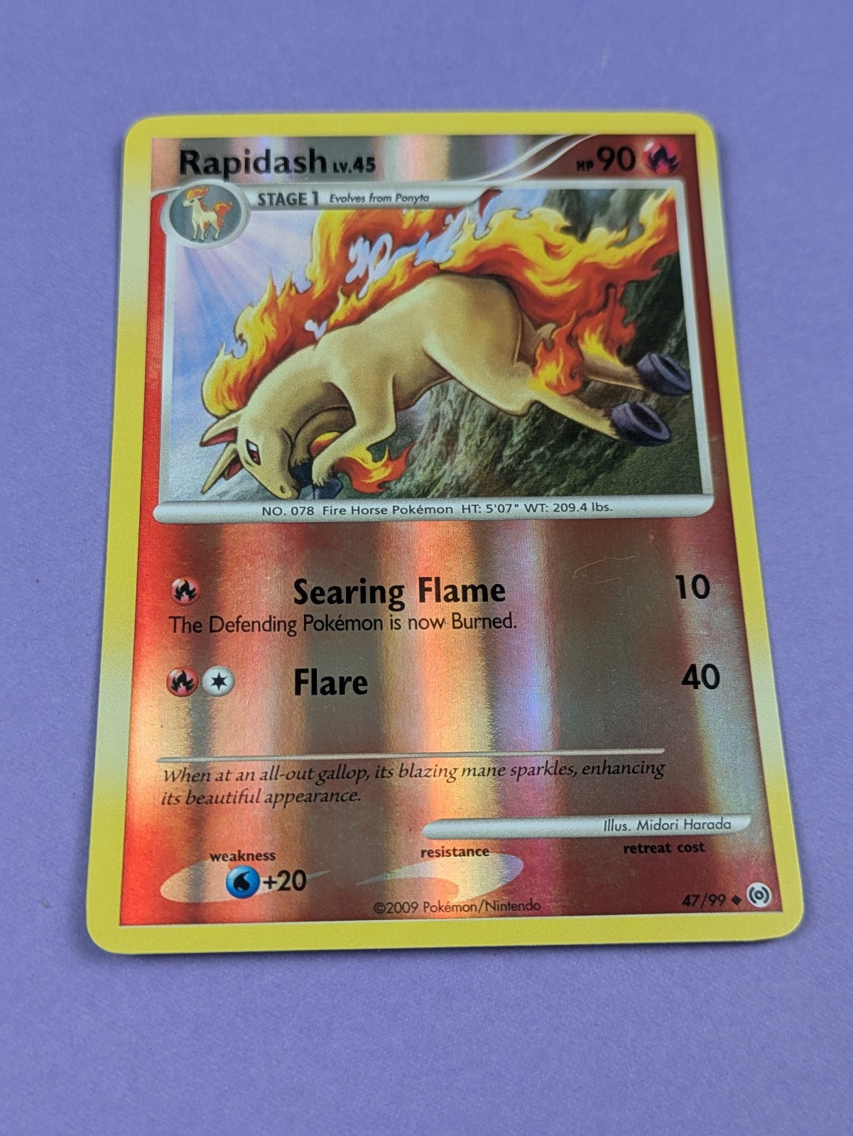 Rapidash - 47/99 - Uncommon Reverse Holo Arceus - Pokemon Card - NM