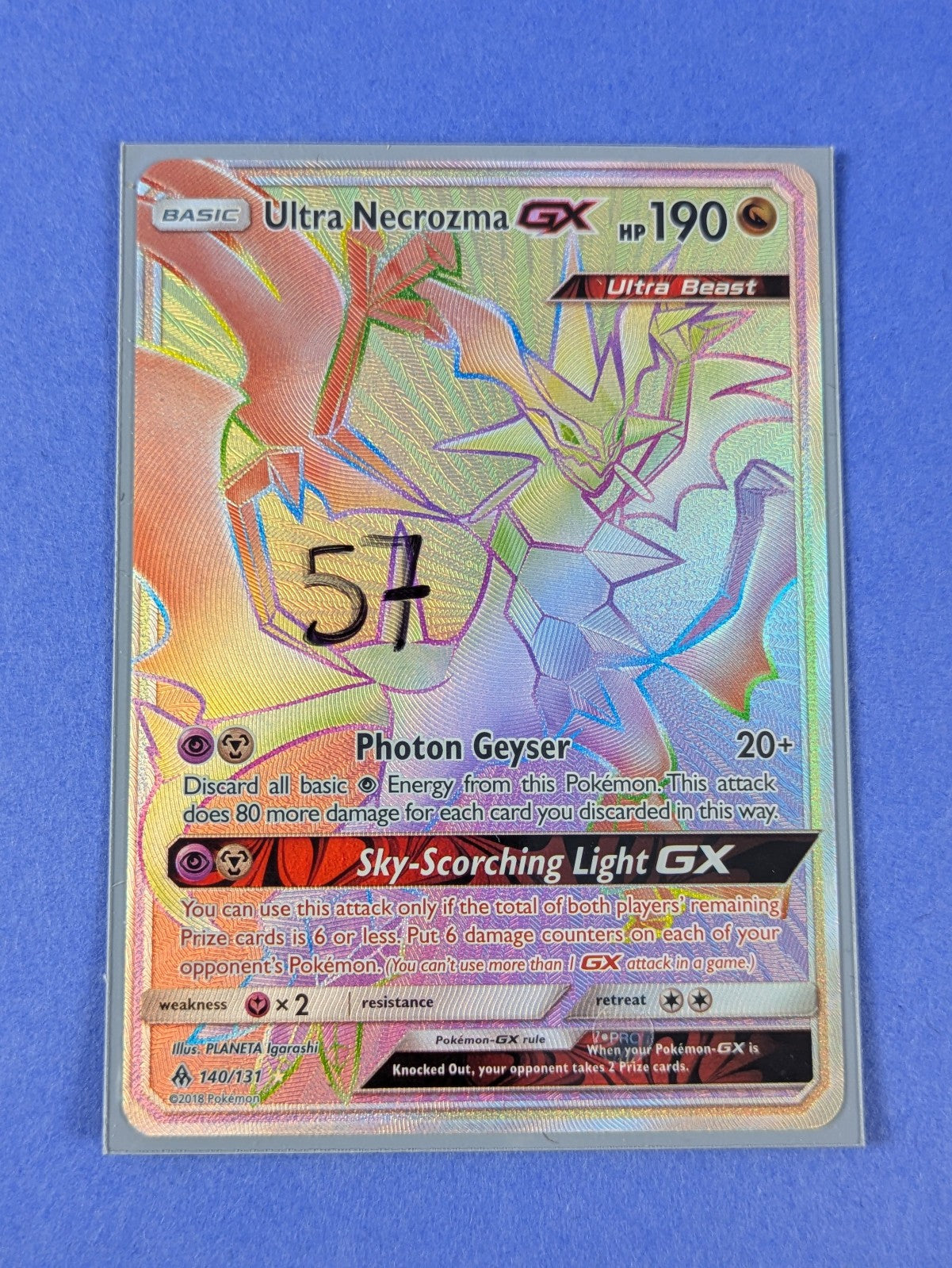 Ultra Necrozma GX - 140/131 - Hyper Rare Forbidden Light - Pokemon Card - NM