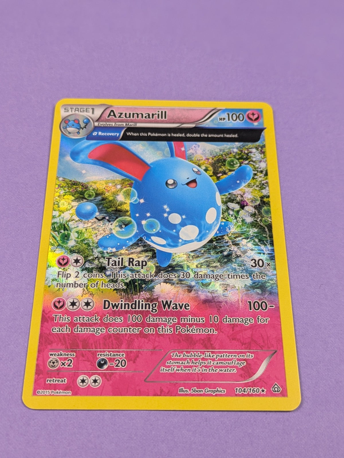 Azumarill - 104/160 - Rare Holo Primal Clash - Pokemon Card - NM