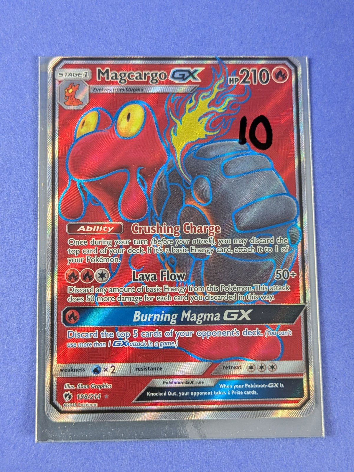 Magcargo GX - 198/214 - Rare Ultra Holo Lost Thunder - Pokemon Card - LP
