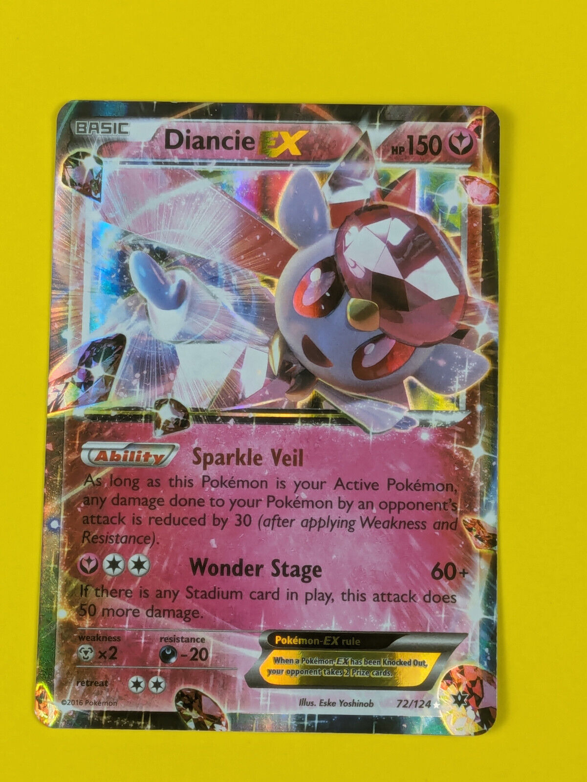 Diancie EX - 72/124 - Ultra Rare Fates Collide - Pokemon Card - NM