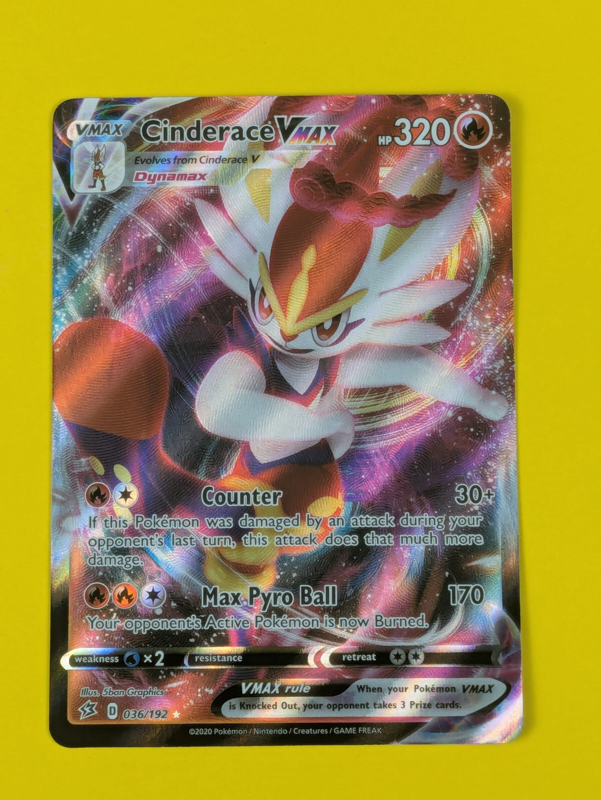 Cinderace VMAX - 036/192 - Ultra Rare Rebel Clash - Pokemon Card - NM