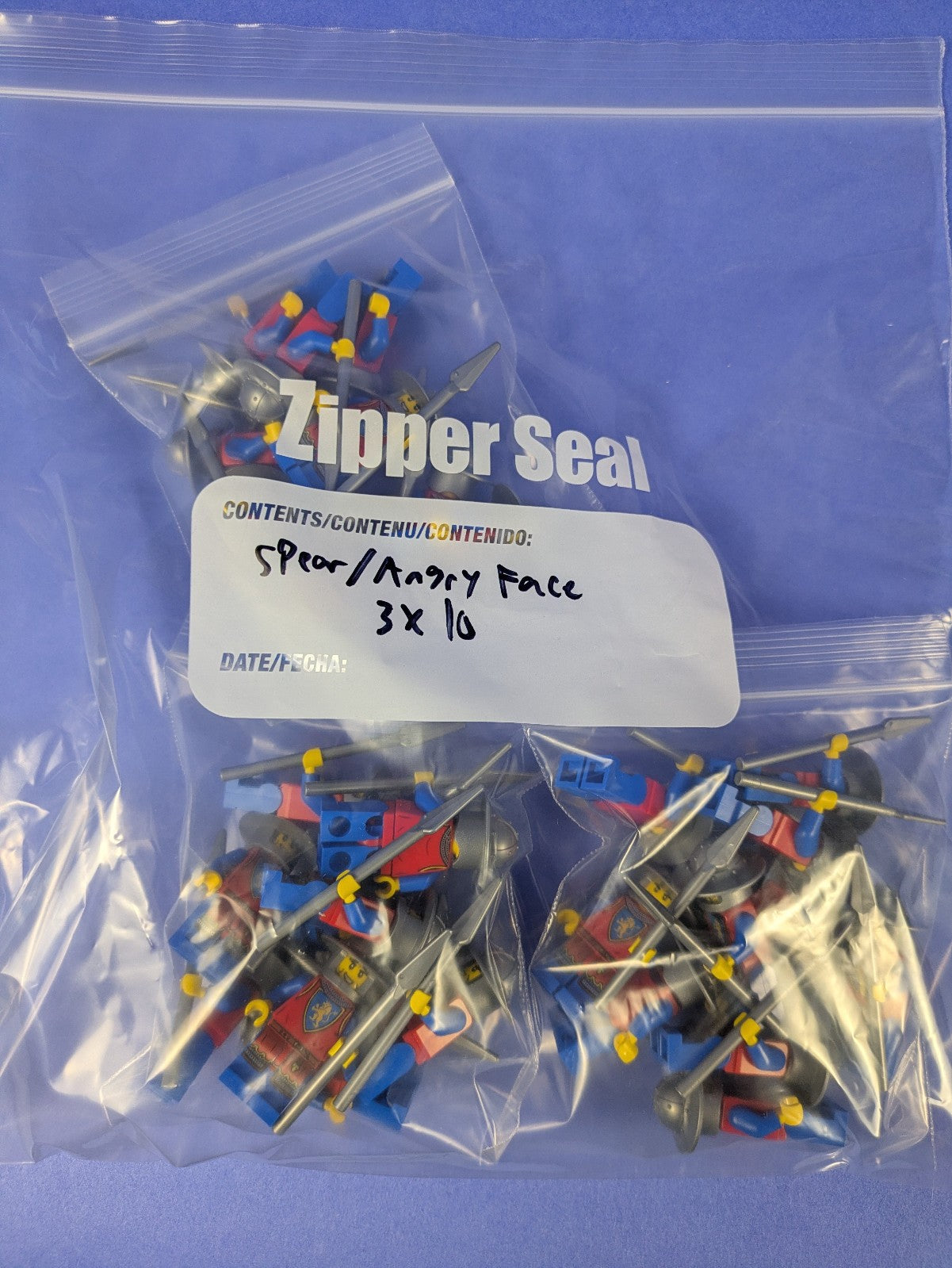 Lego Castle: Lion Knight - Male Angry Kettle Hat w/ Spear - 10 Army Pack!