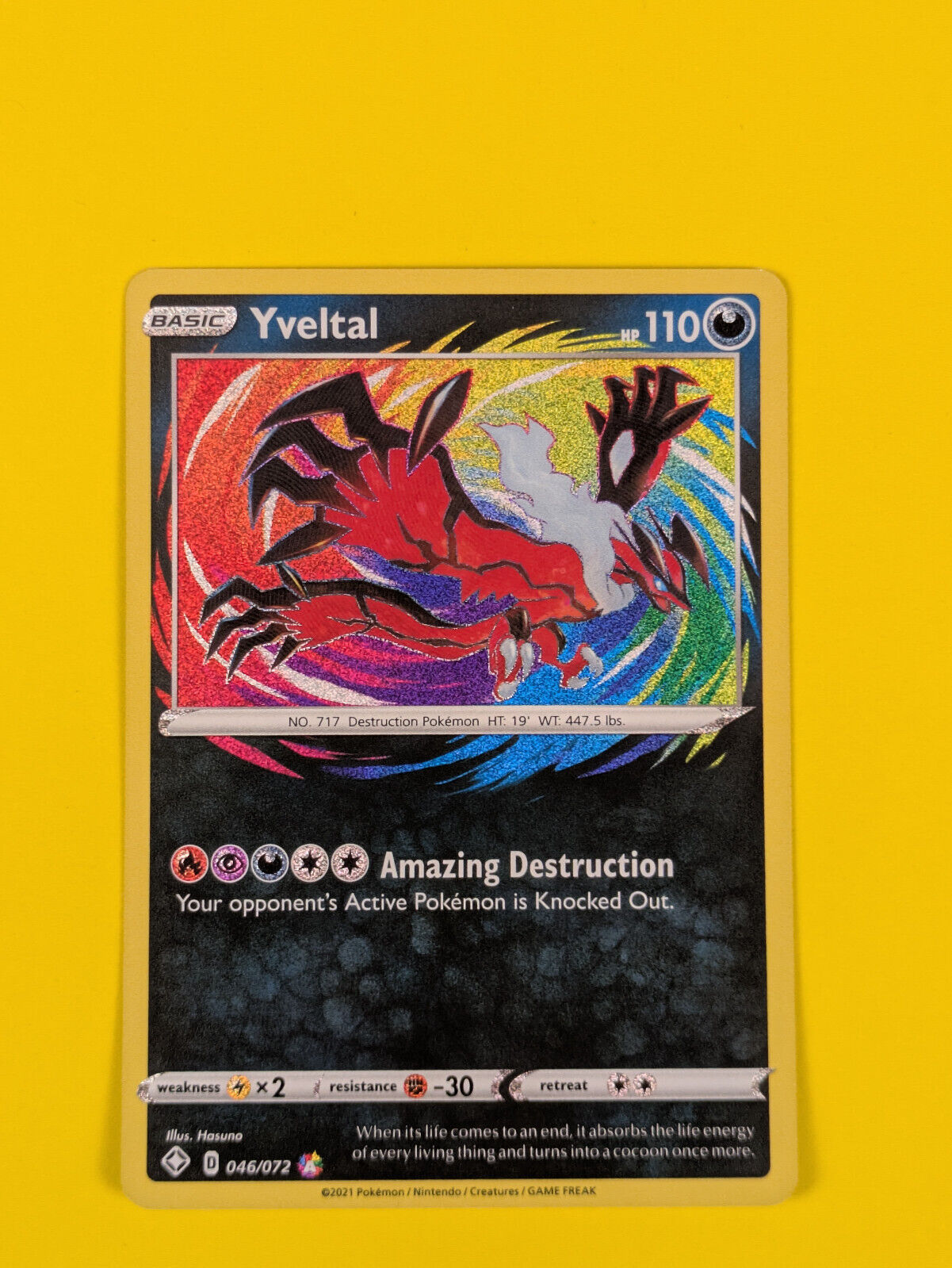 Yveltal - 046/072 - Amazing Rare Shining Fates - Pokemon Card - NM