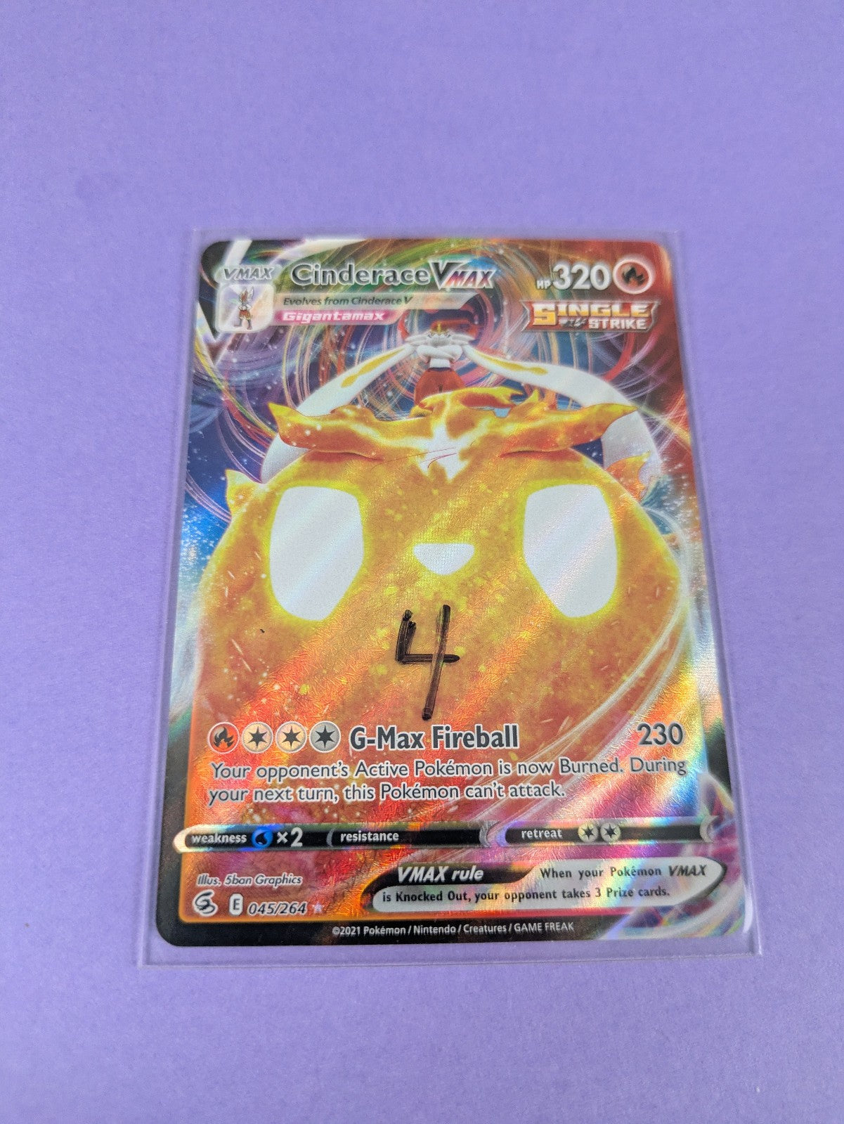 Cinderace VMAX - 045/264 - Ultra Rare Fusion Strike - Pokemon Card - NM